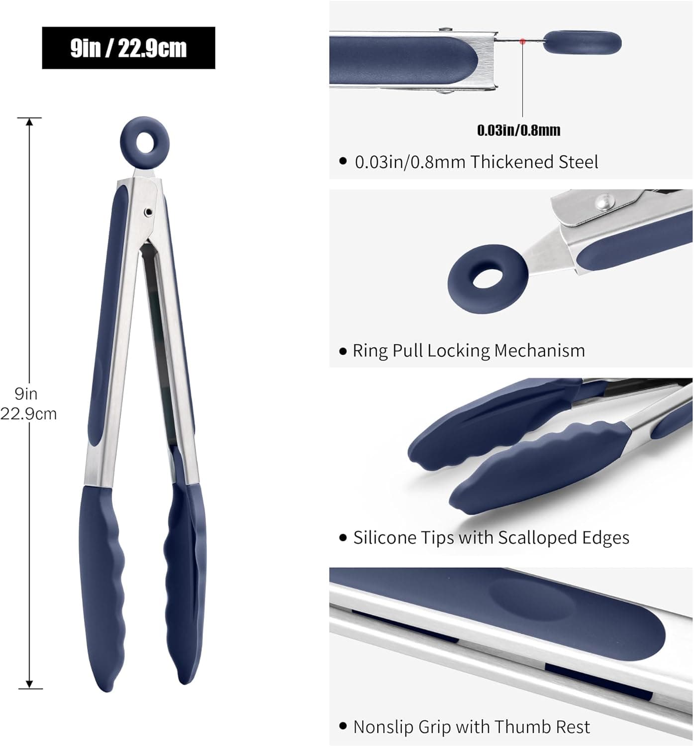 Doosu Kitchen Tongs - Heat Resistant Silicone Grip thumbnail 2