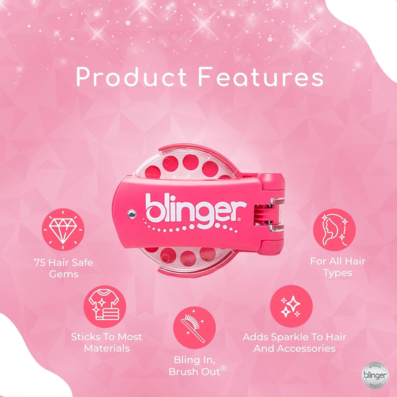 blinger® Diamond Collection Starter Set | Gem Stamper &amp; 75 Rhinestones | Instantly Add Sparkle to Your Hair | Simply Load, Click, Bling® | Bedazzler Kit for Hair, Clothes &amp; Crafts (Dreams) : Toys &amp; Games thumbnail 3