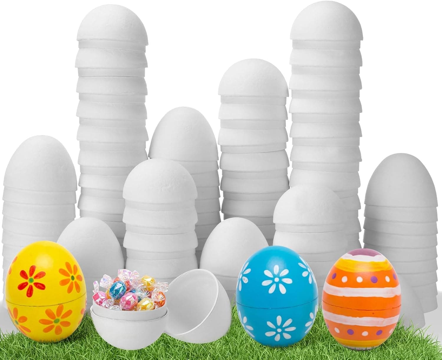 Motionchic 50 Pcs Paintable Paper Mache Easter Eggs image 1
