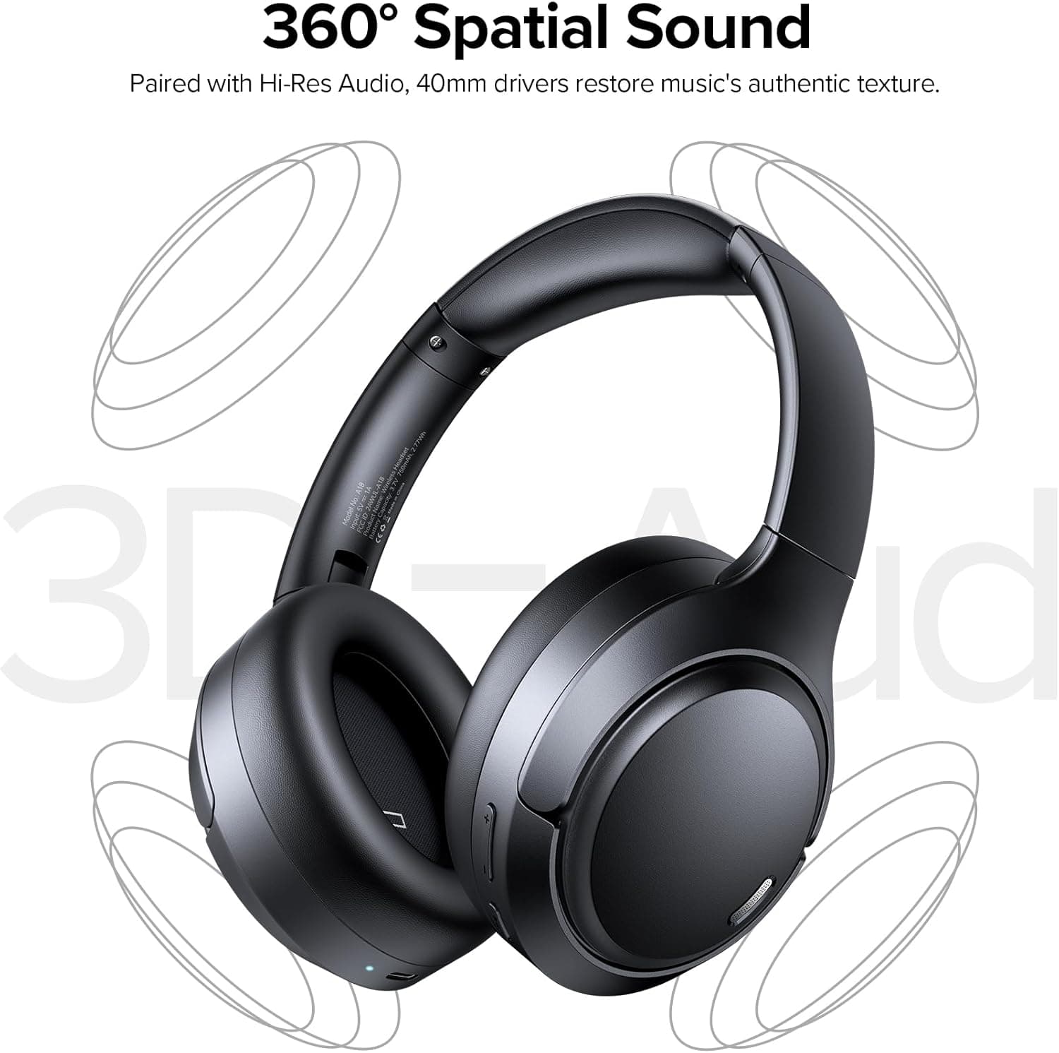 Hybrid Active Noise Cancelling Bluetooth 6.0 Headphones 120H Playtime 6 ENC Clear Call Mic, Over Ear Headphones Wireless with Hi-Res Audio Comfort Earcup Low Latency ANC Headphone for Travel Workout : Electronics thumbnail 5