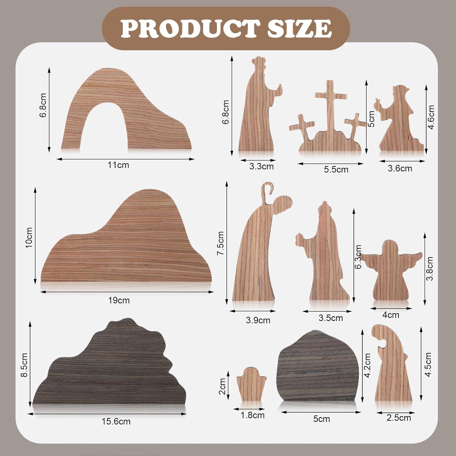 Colingmill 12-Piece Wooden Easter Resurrection Scene with Cross Decorations thumbnail 2