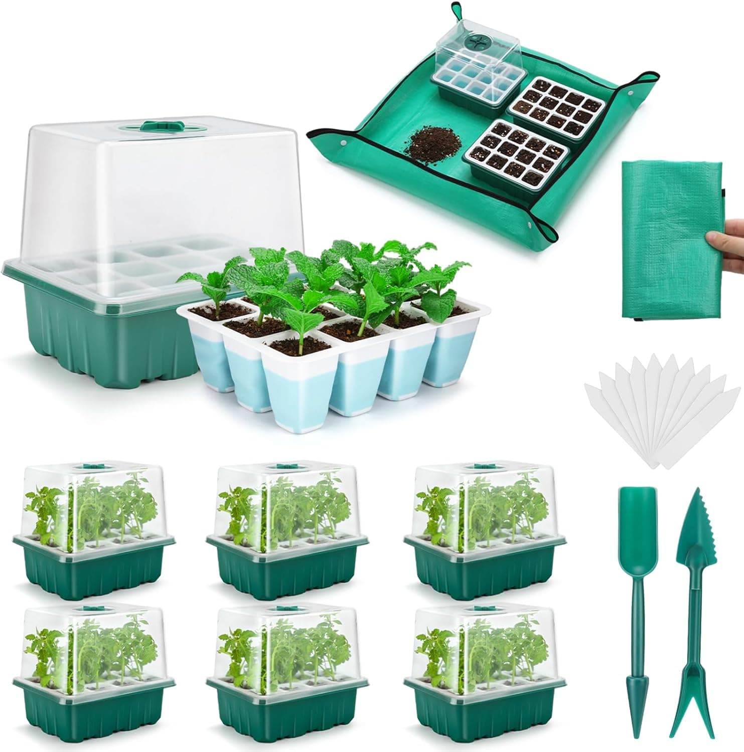 Hanaoyo Reusable Seed Starter Tray with 72 Soft Silicone Cells - 6 Pack Kit — Spring Gift Ideas gift idea