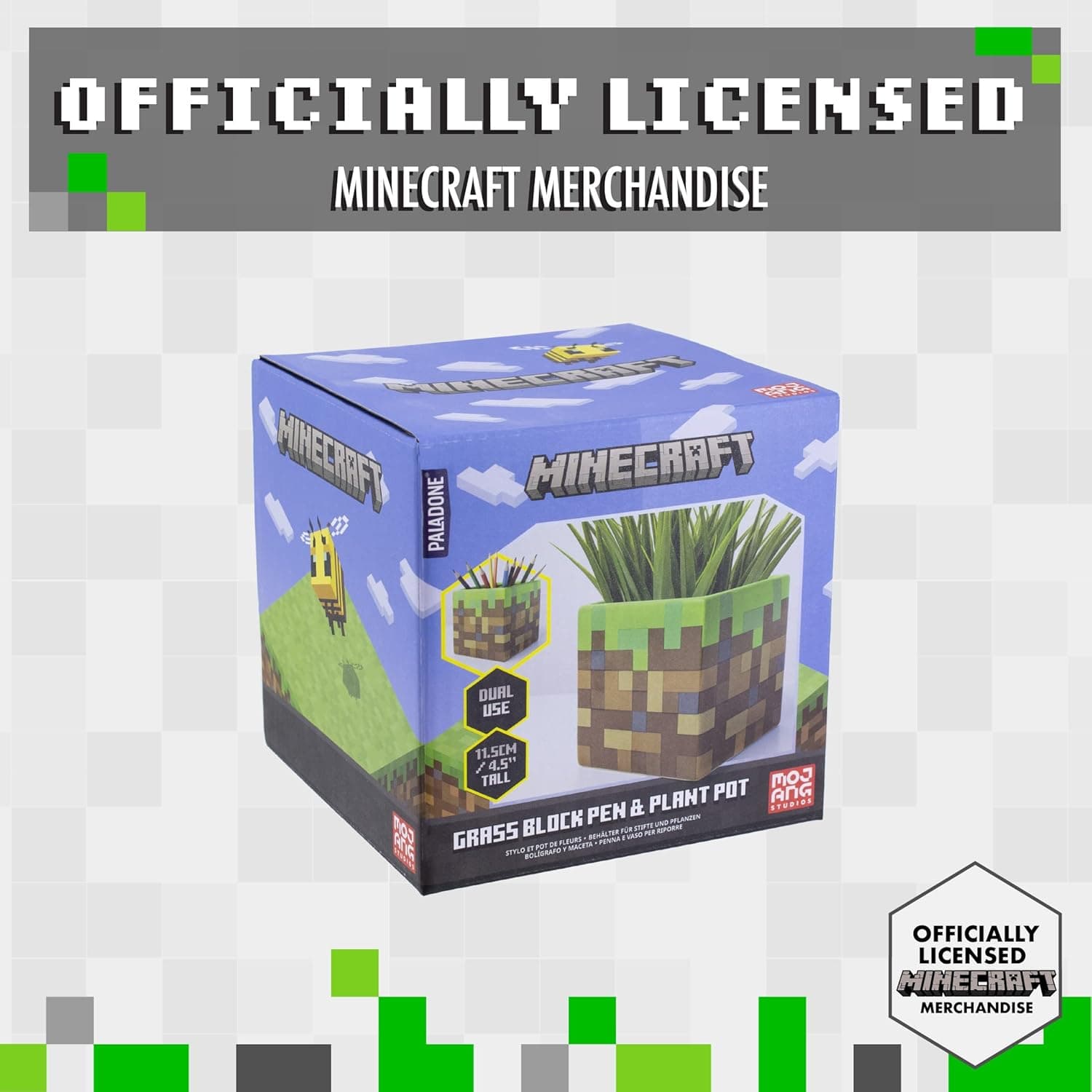 Paladone Minecraft Glass Block Ceramic Planter or Pen Holder thumbnail 4