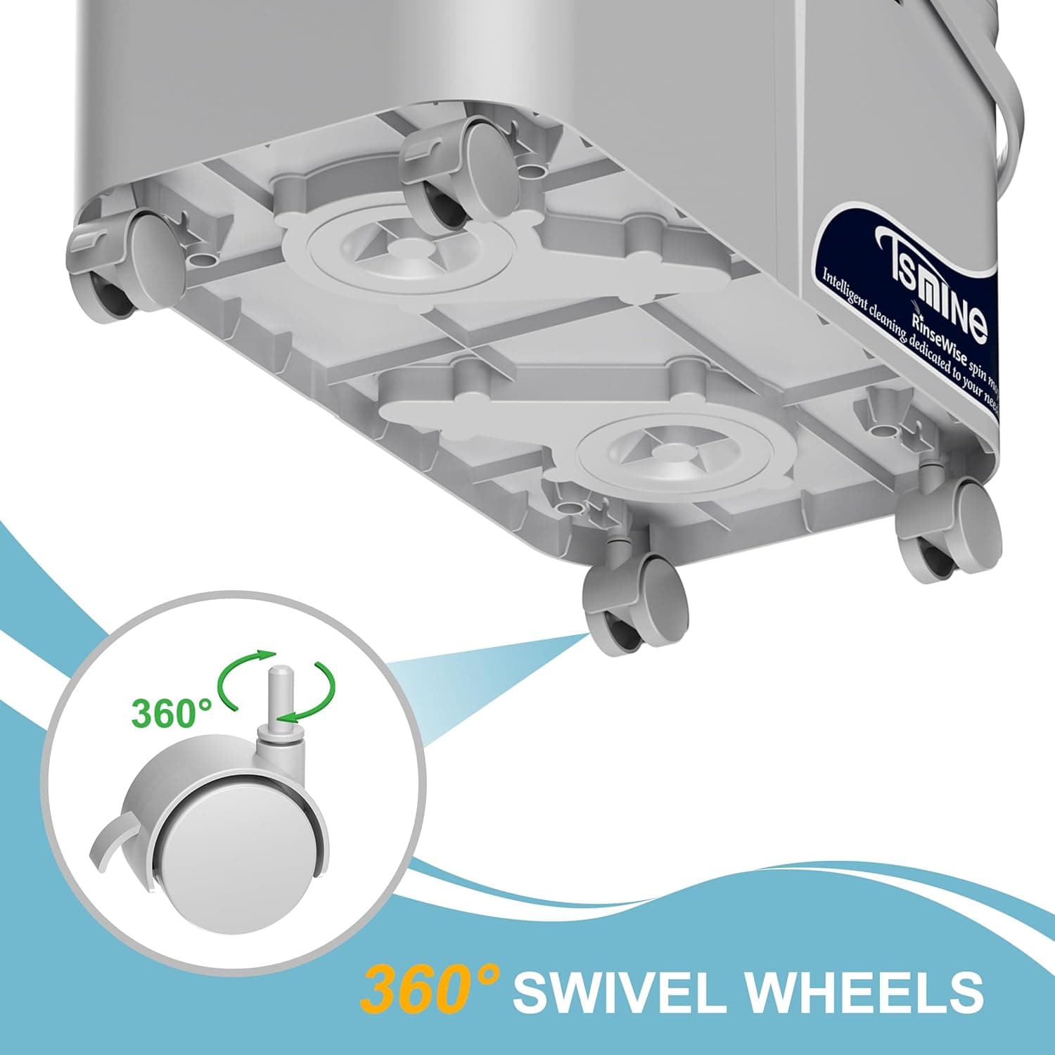 Compact Spin Mop for Apartments &amp; Small Spaces, Clean &amp; Dirty Water Separation Mop Bucket for Pet Owners &amp; Daily Cleaning,360° Swivel Wheels, Safe for Hardwood &amp; Tile, Adjustable Handle, 6 Mop Heads : Health &amp; Household thumbnail 2