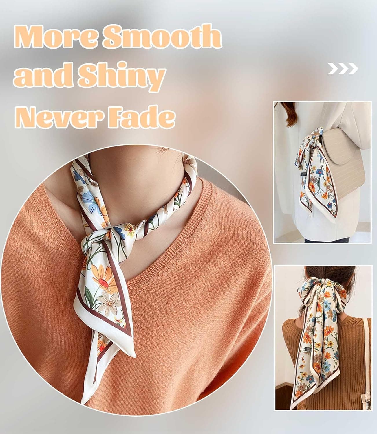 kcctoo 59" Mulberry Silk Like Head Scarf Women thumbnail 5