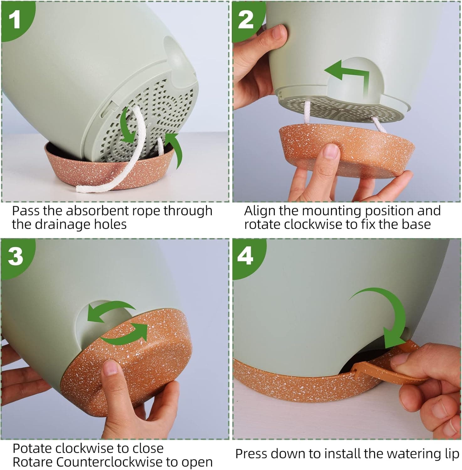 Vanslogreen Plant Pots Indoor 7/6.5/6/5.5/5 Inch Self Watering Planters for Indoor Plants with Drainage Hole, Plastic Flower Pots for Succulents, African Violet (Green) : Patio, Lawn &amp; Garden thumbnail 5