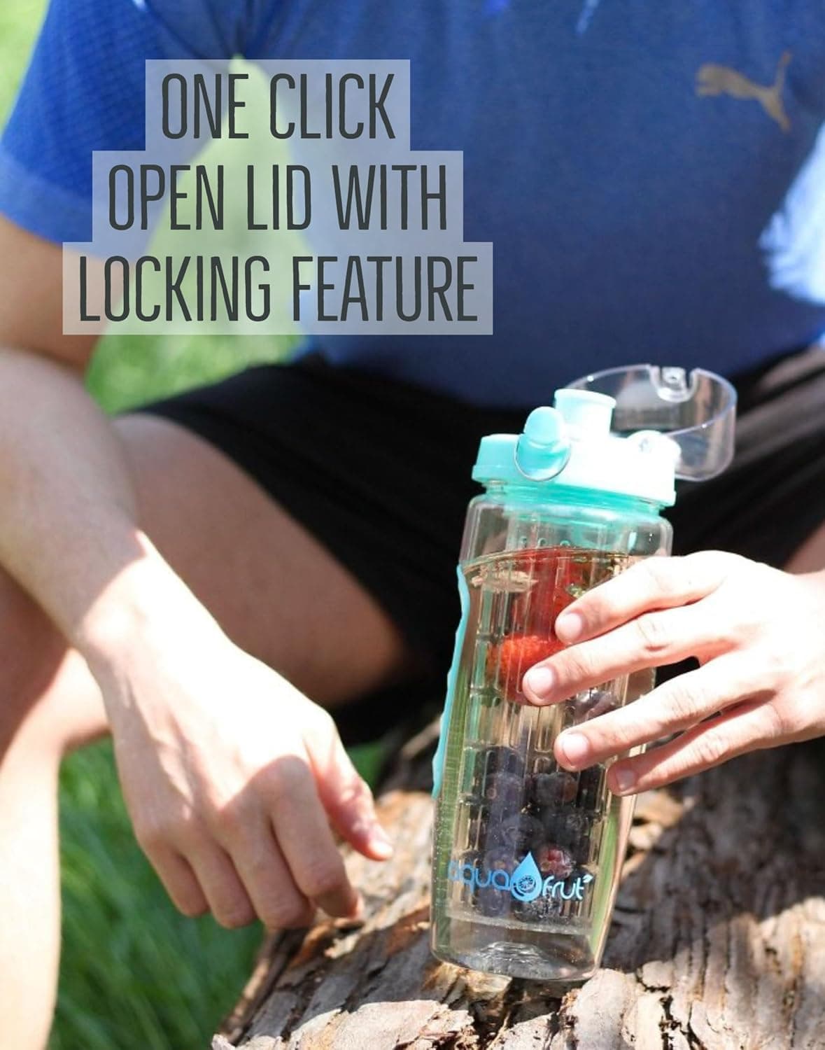 aquaFrut 32 OZ Fruit Infuser Water Bottle - Teal thumbnail 4