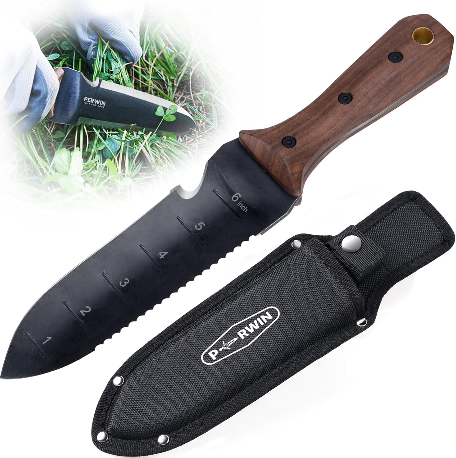 PERWIN Hori Hori Garden Knife with Sheath image 1