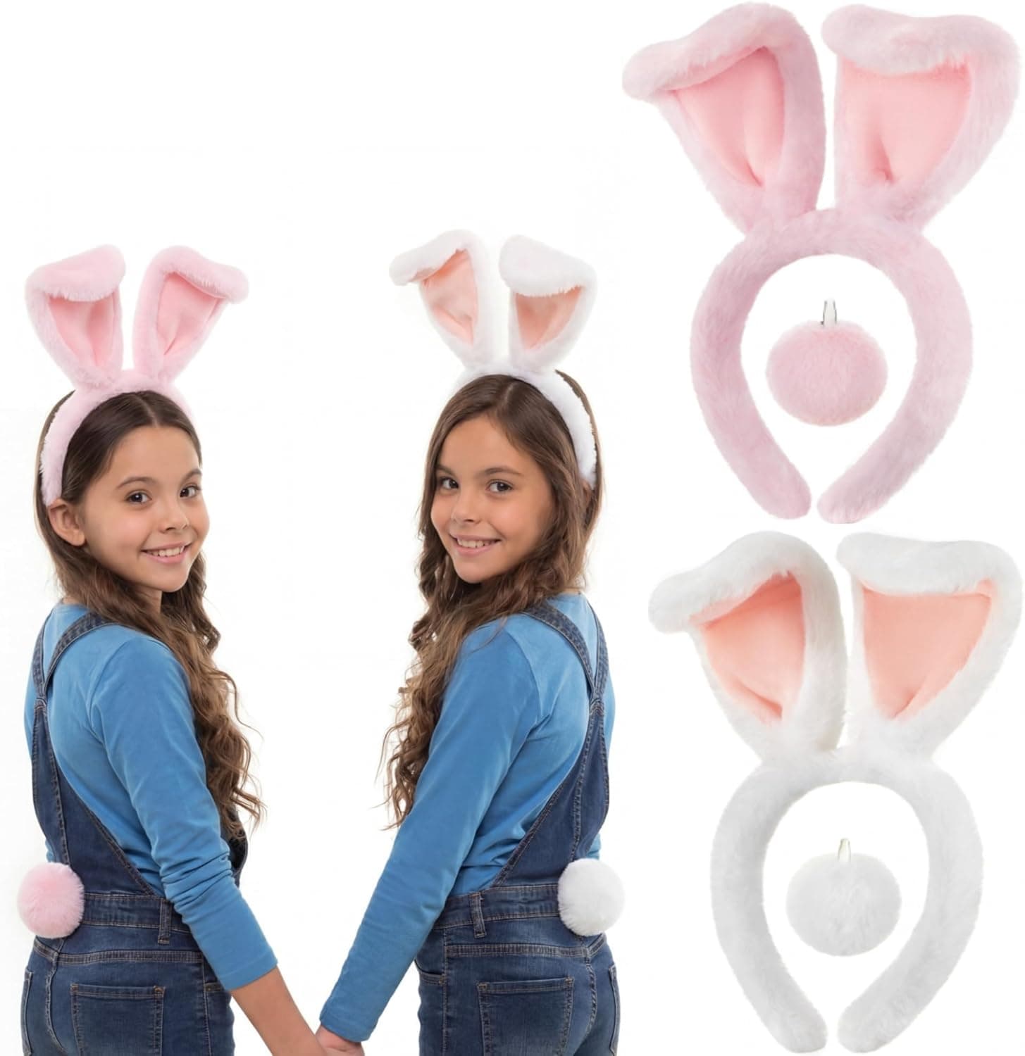 Easter Bunny Ears Headband with Tail Costume Accessories image 1