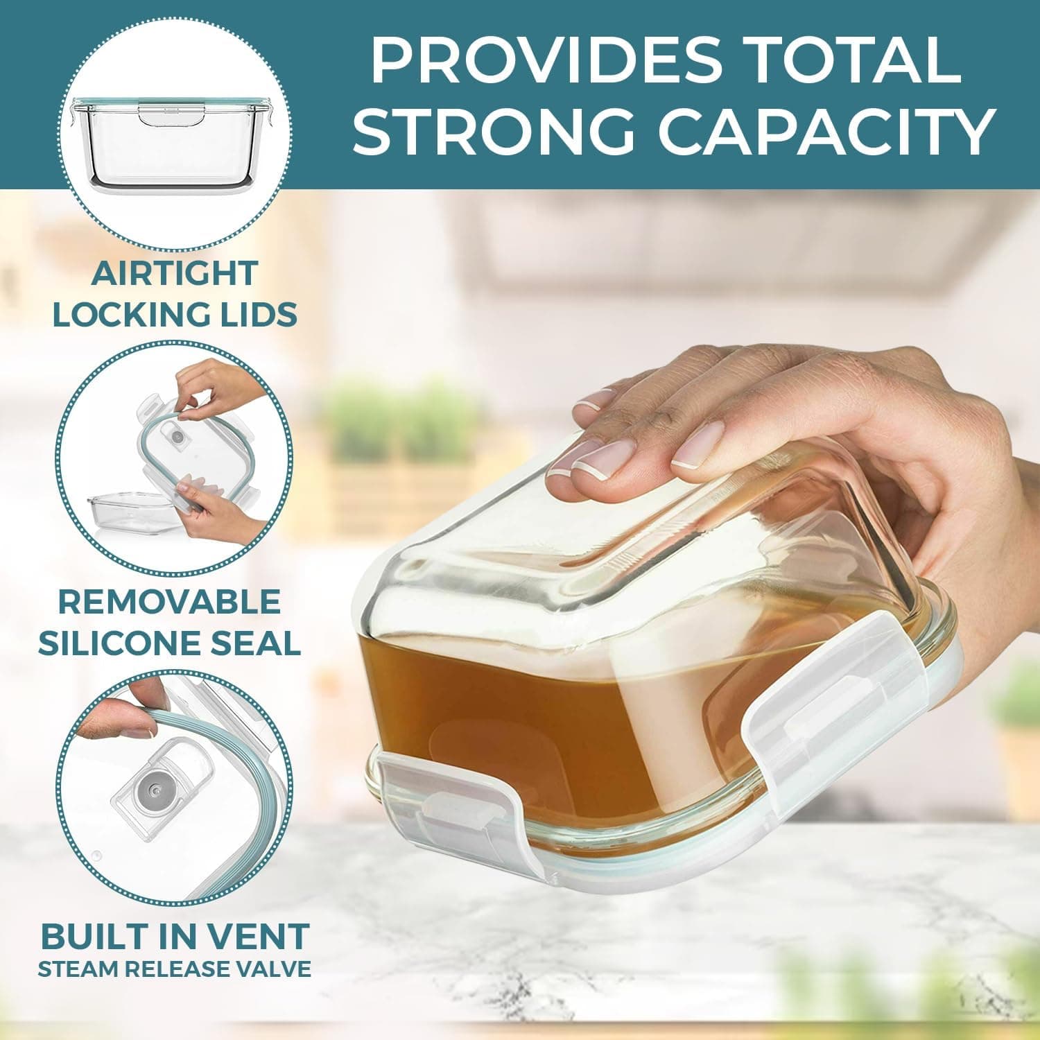 Razab 24-Piece Airtight Glass Food Storage Containers thumbnail 3