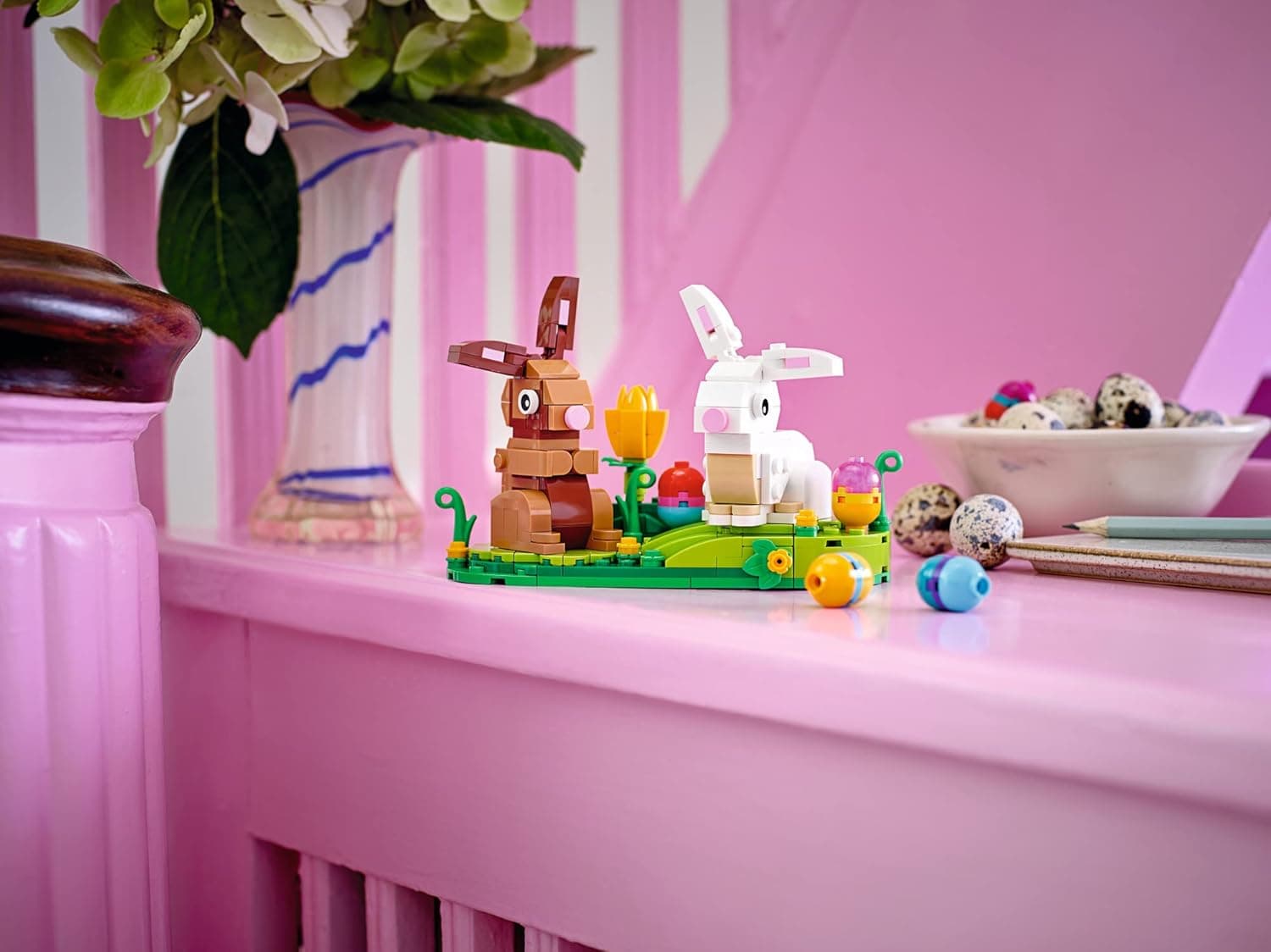 LEGO Easter Rabbits Display 40523 Building Toy Set, Includes Colorful Easter Eggs and Tulips, Easter Decorations : Toys &amp; Games thumbnail 2