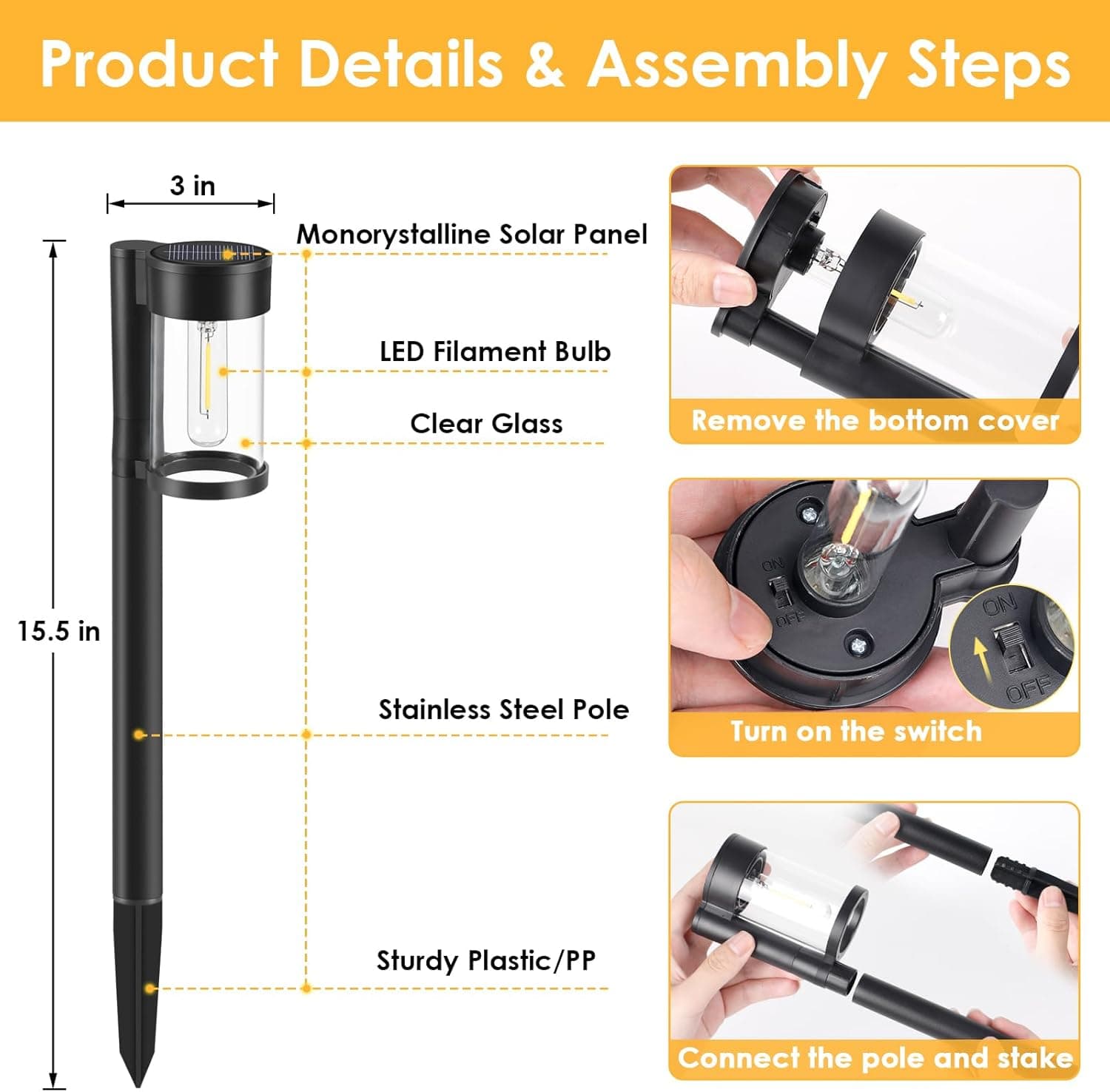Mancra Solar Pathway Lights Outdoor - 10 Pack thumbnail 2