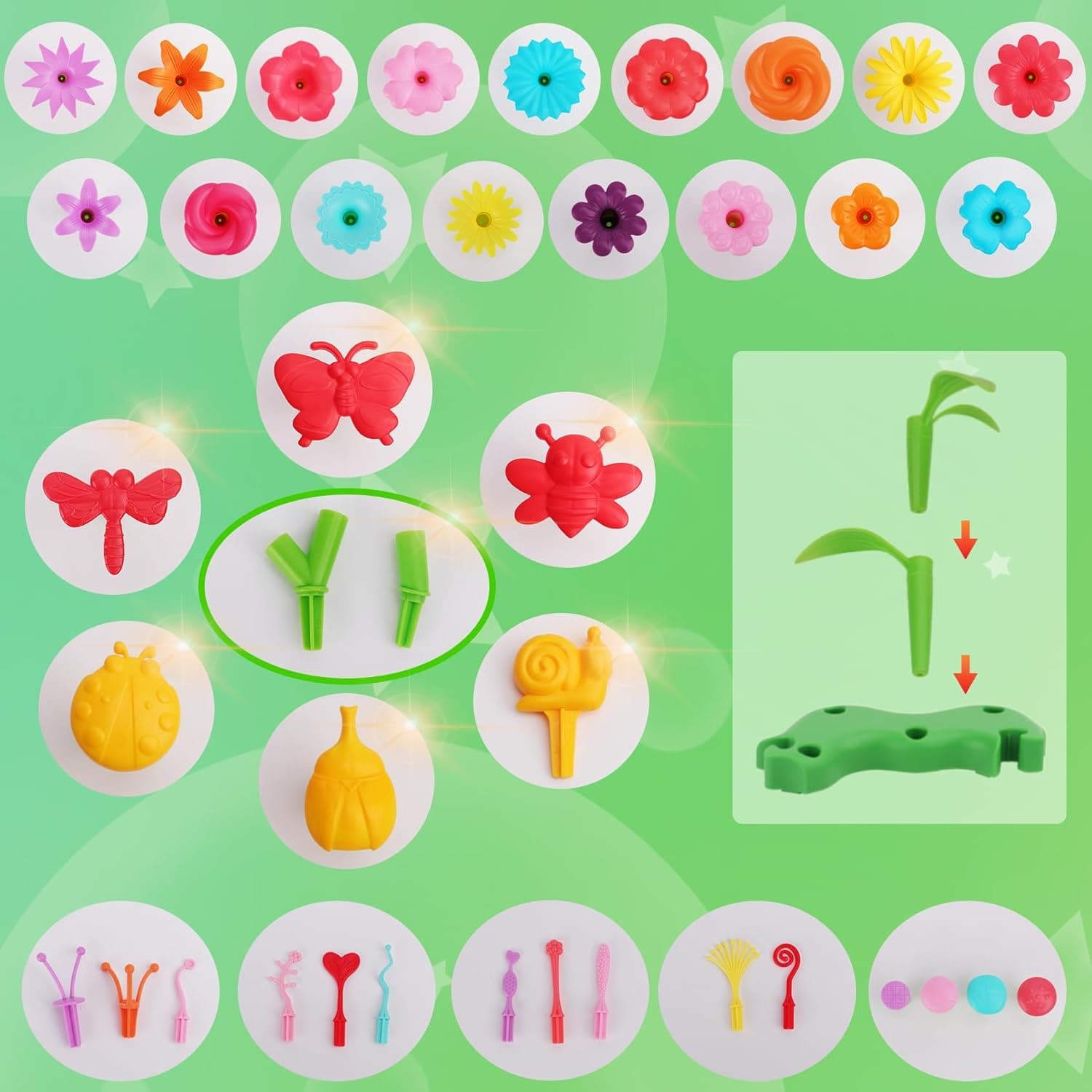 BIRANCO Flower Garden Building Toys - Build a Bouquet Floral Arrangement Playset thumbnail 3