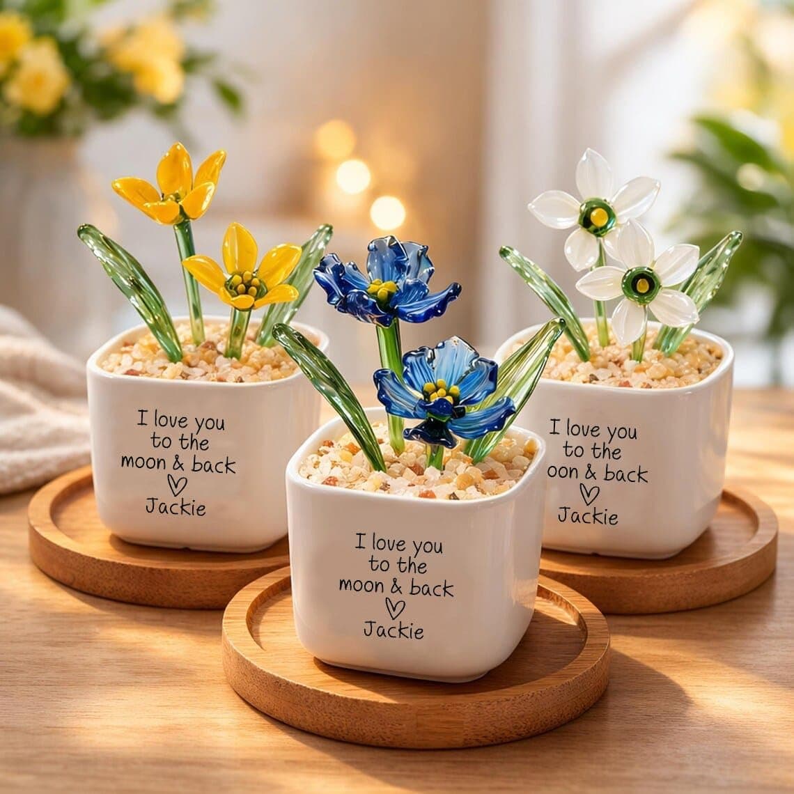 Personalized Birth Month Glass Flower Pot thumbnail 2