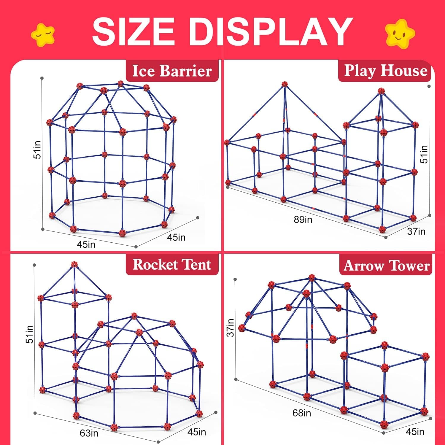 Fort Building Kit for Kids - 140 Piece STEM Construction Set thumbnail 2