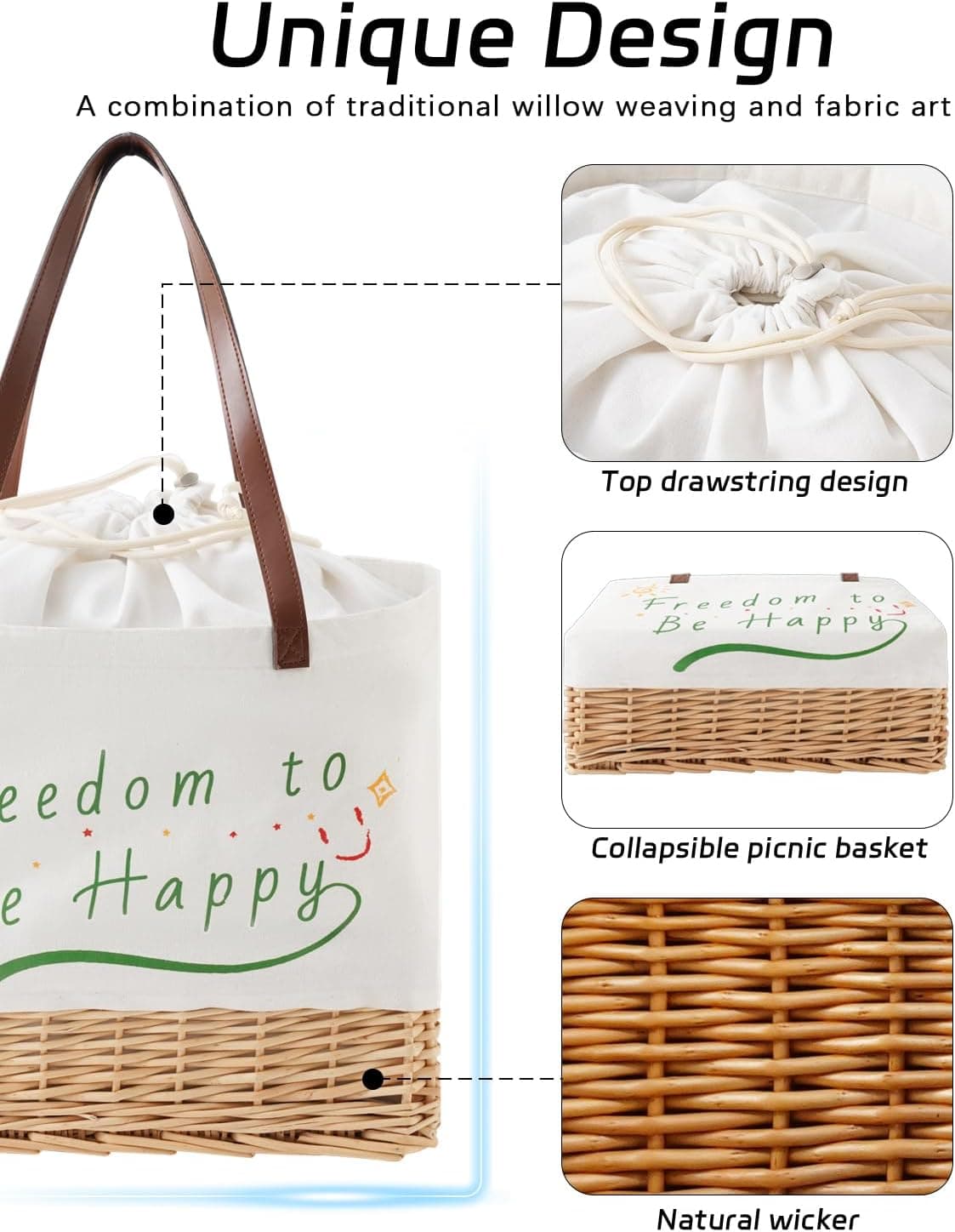 WeaveNove Wicker Picnic Basket for 2 thumbnail 4