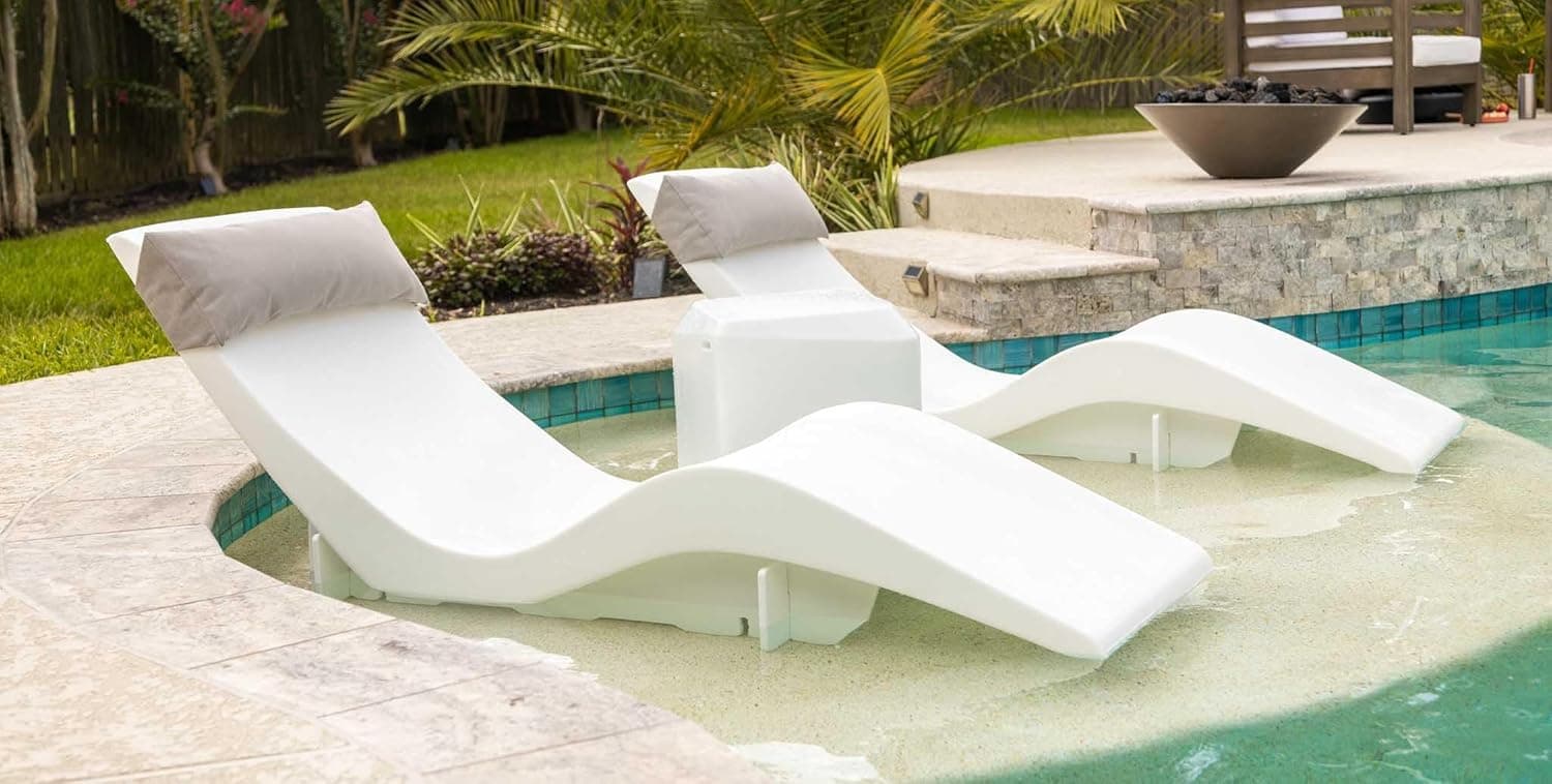 Aqua Outdoors Chaise Lounge Set with Side Table and Pillows thumbnail 2