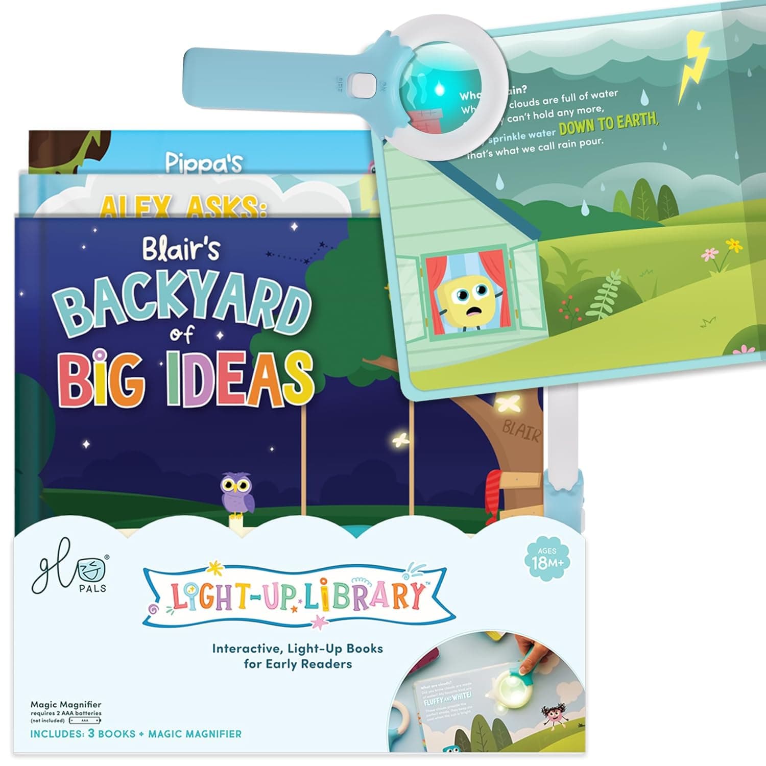 Glo Pals Light-Up Library - 3-Pack Light-Up Kids Books with Magic Magnifier — Easter Gifts gift idea