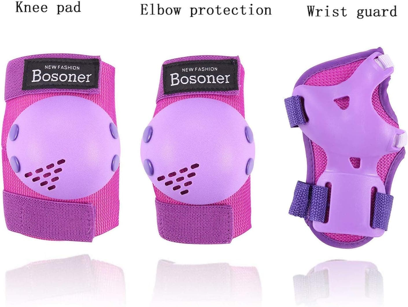 BOSONER Kids Protective Gear Set - Knee Pads, Elbow Pads & Wrist Guards thumbnail 2