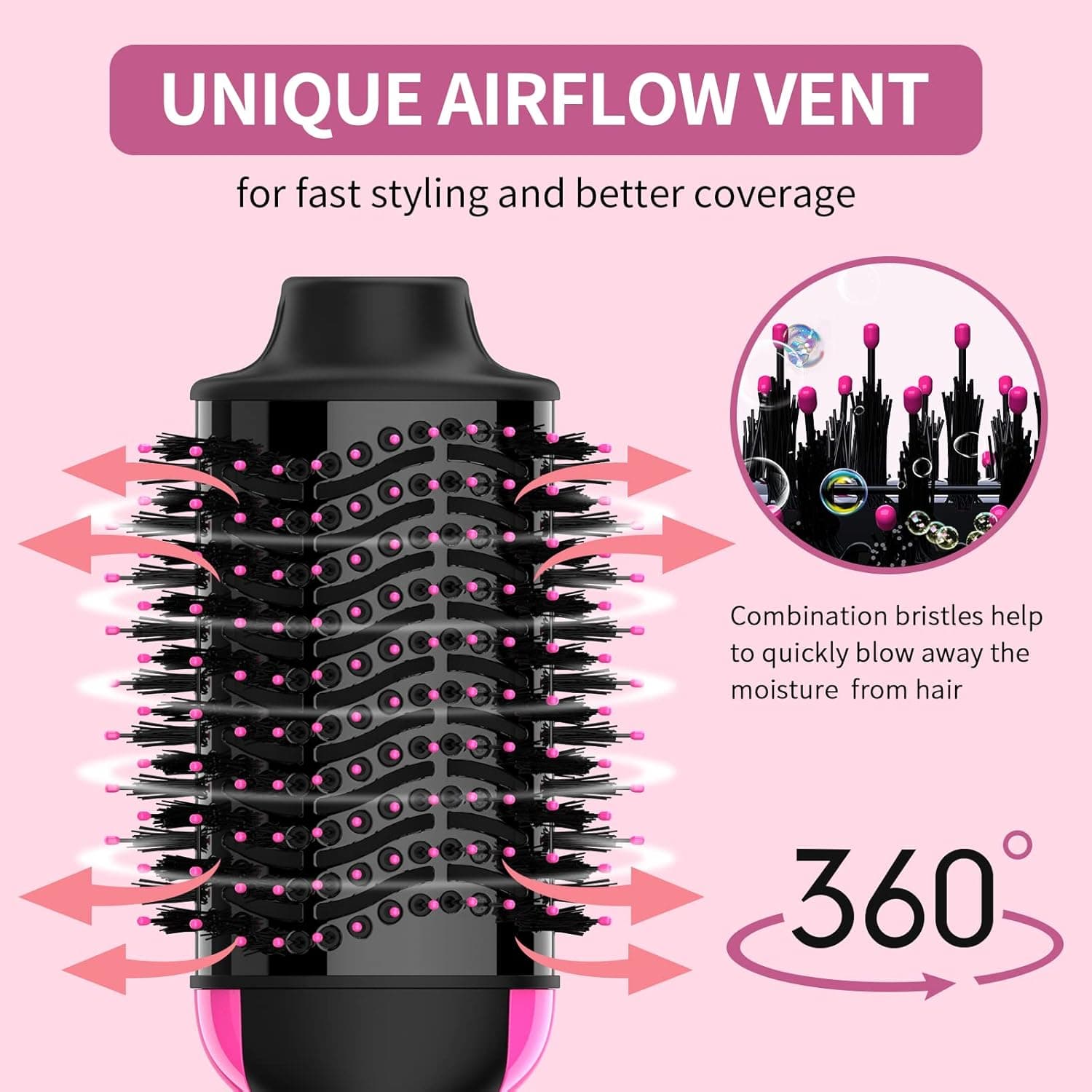 Hair Dryer Brush Blow Dryer Brush in One, Upgraded 4 in 1 Hair Dryer and Styler Volumizer with Negative Ion Anti-frizz Ceramic Titanium Barrel Hot Air Hair Straightener Brush : Beauty &amp; Personal Care thumbnail 3