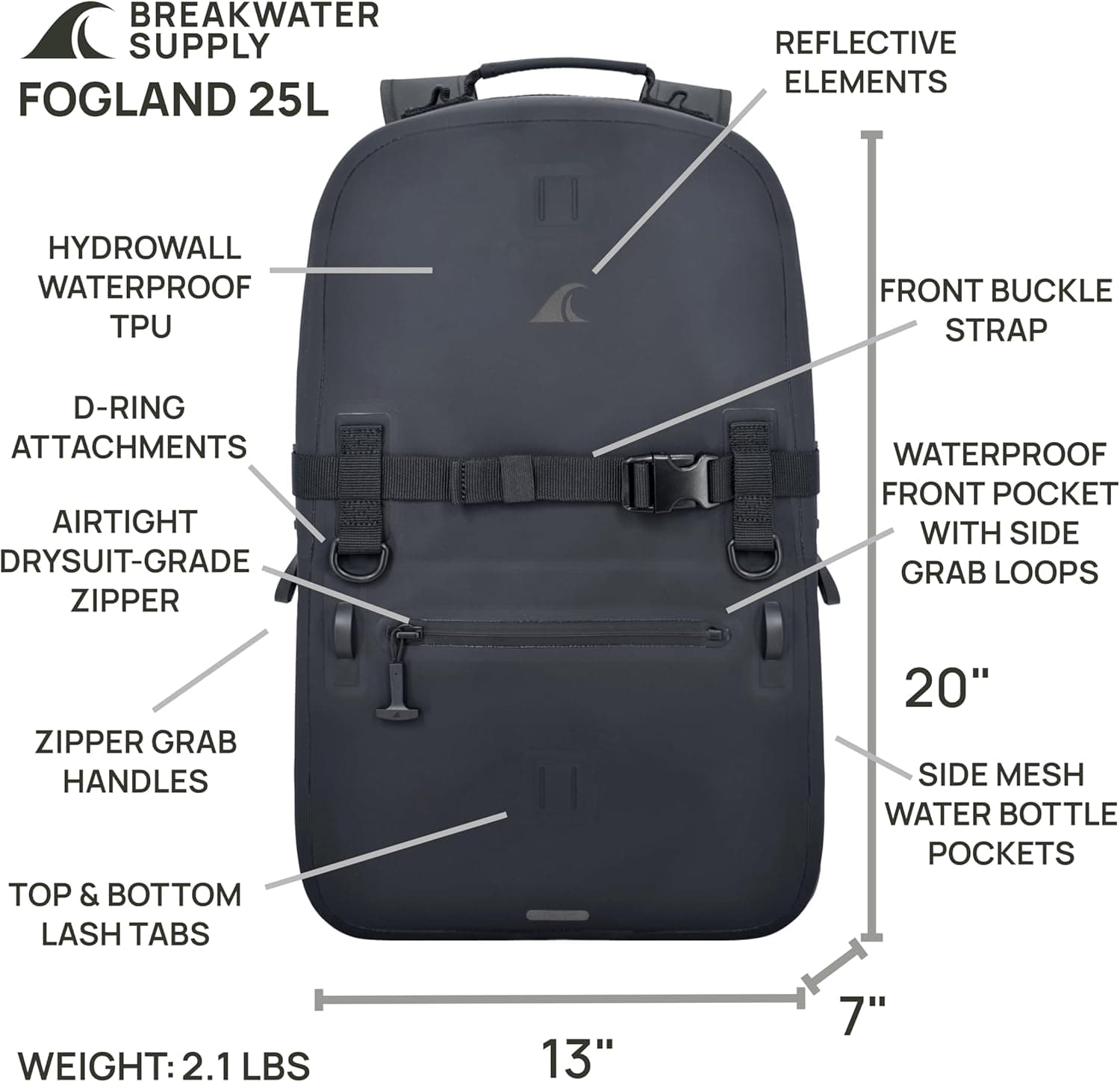 Breakwater Supply Fogland Waterproof IP68 Submersible Backpack - 25L thumbnail 4