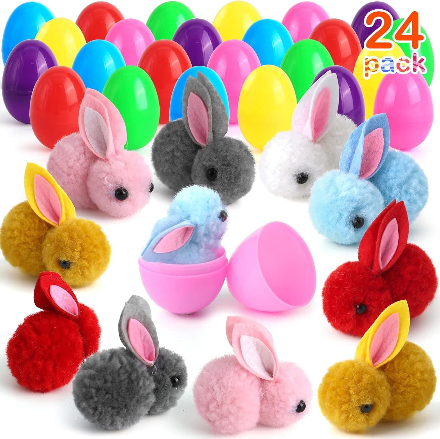 24 Pack Easter Eggs Fillers with Bunny Plush, Easter Basket Stuffers for Kids Easter Eggs with Toys Inside, Easter Mini Stuffed Bunny Animal for Easter Eggs Hunts Party Favors Surprise Egg : Toys &amp; Games — Easter Gifts gift idea