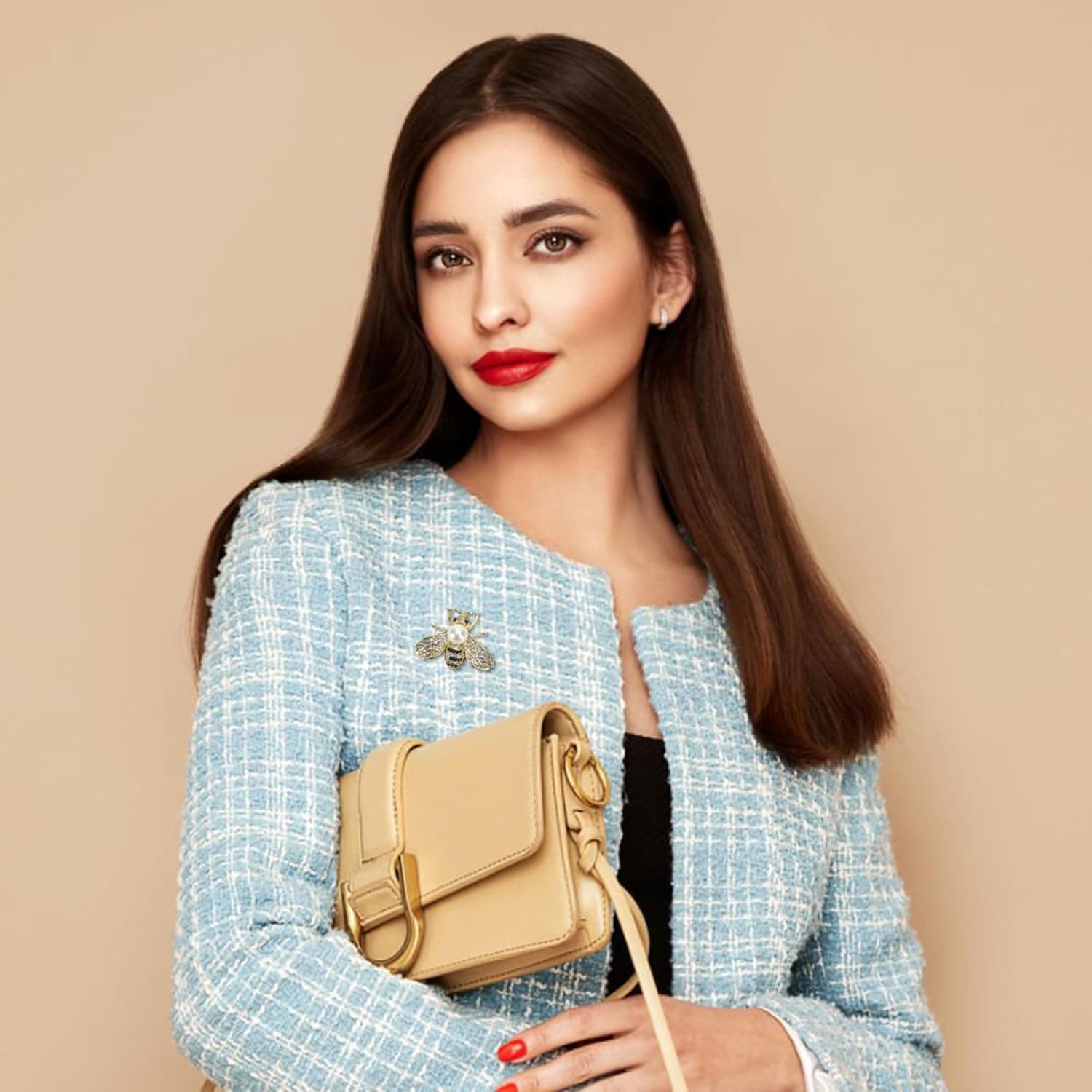 20 PCS Honey Bee Brooch Pins Set - Gold Designer Bumble Bee Brooches with Crystals and Faux Pearls thumbnail 4