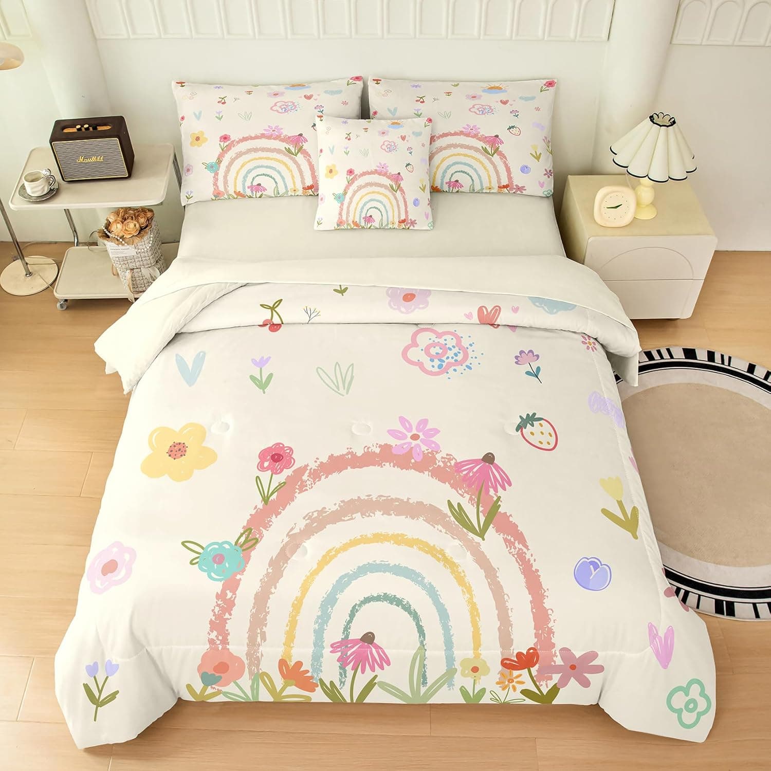 6-Piece Rainbow Comforter Set for Twin Bed — Spring Gift Ideas gift idea