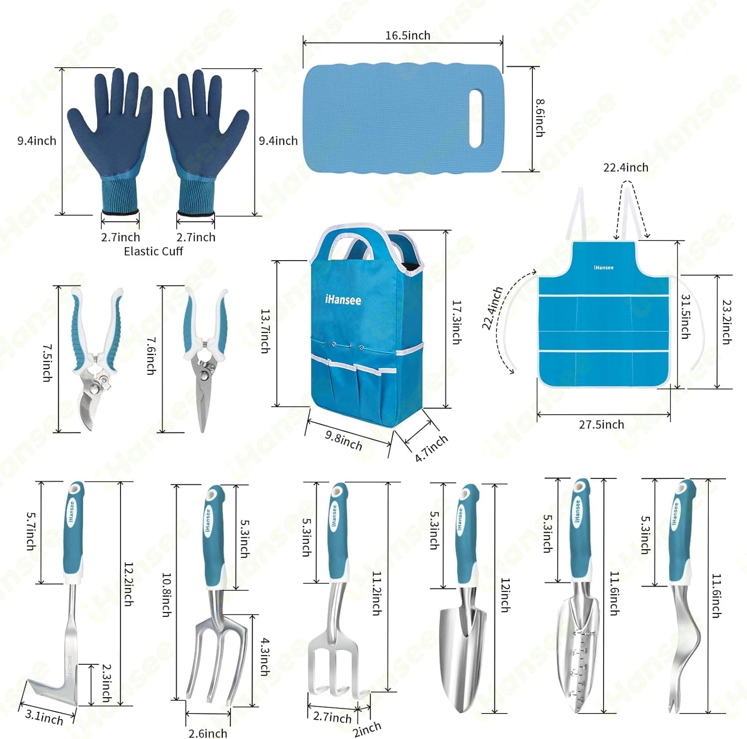 Blue Garden Tool Set for Women - 12-Piece Starter Kit thumbnail 2