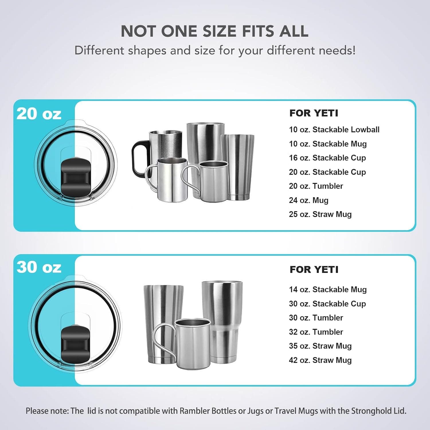 YETI 20 oz Tumbler Replacement Lids - 2 Pack Spill-Proof Lids thumbnail 3