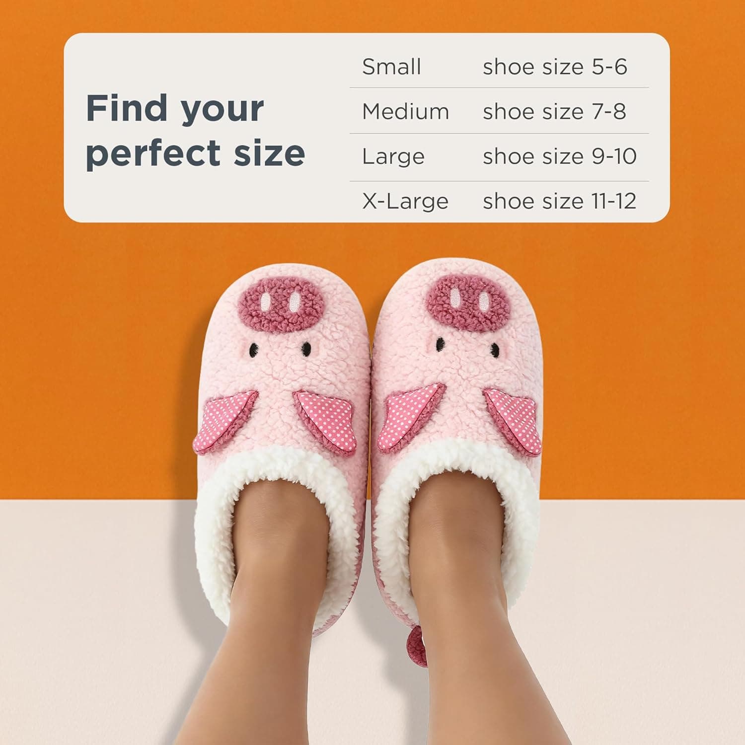 Snoozies Animal Slipper Socks for Women, Fuzzy Slippers Soft Non-Slip with Sherpa Lining, Cute Slippers (Pig, Large) | Slippers thumbnail 5