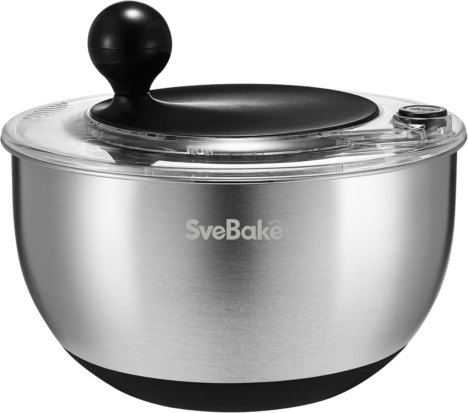 SveBake 5.3Qt Stainless Steel Salad Spinner with Stop Button, BPA-Free Vegetable Lettuce Spinner, Transparent Lid &amp; Drainage Hole, Non-Slip Base, Dishwasher Safe Fruit Washer: Home &amp; Kitchen image 1