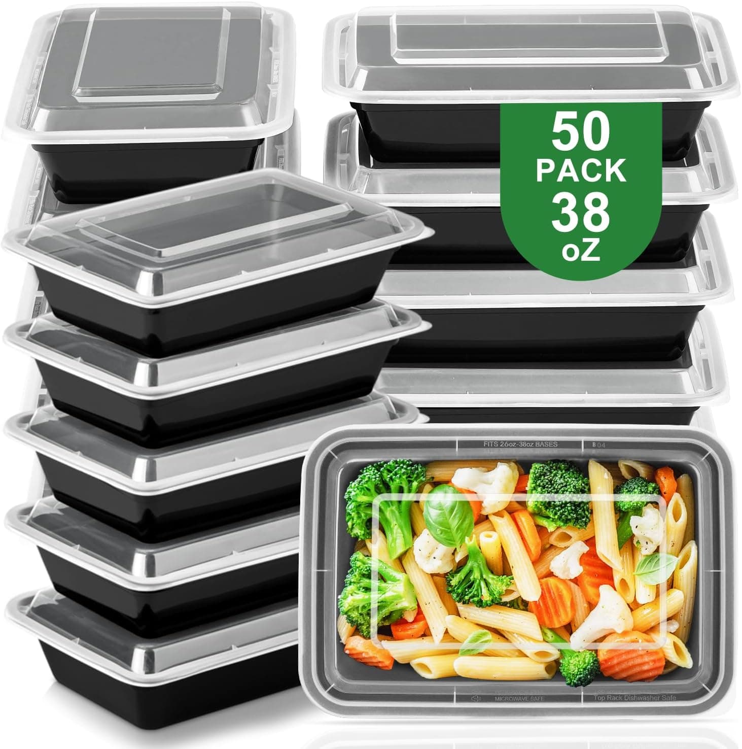 NUTTUTO 50 Pack Meal Prep Containers with Lids 38oz — Spring Gift Ideas gift idea
