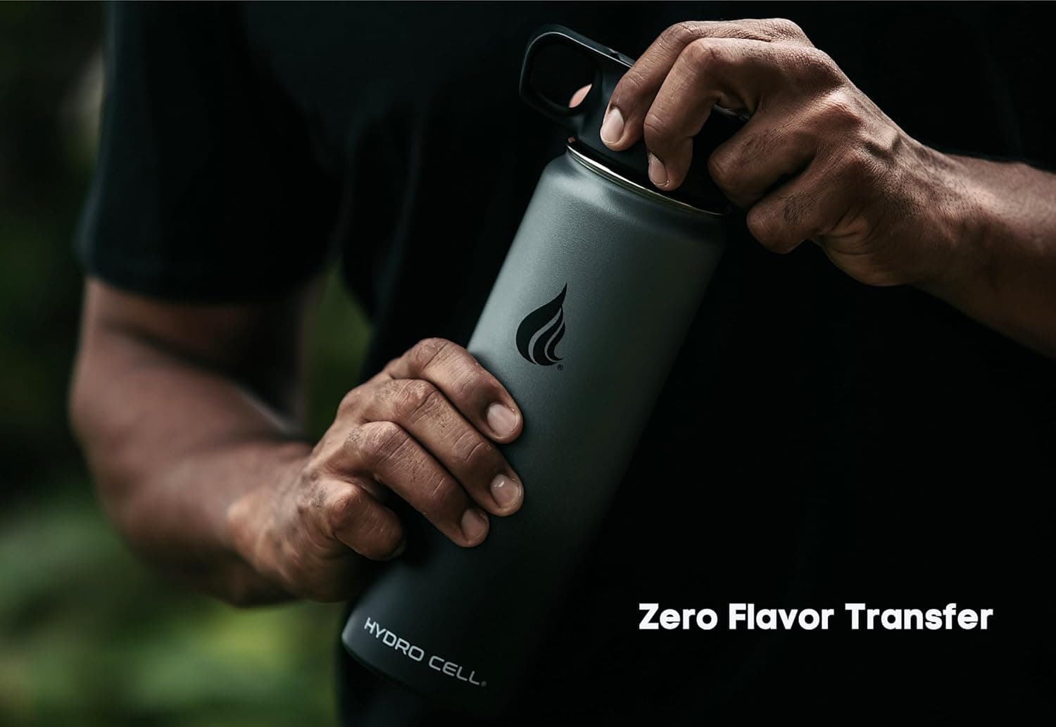 HYDRO CELL Stainless Steel Insulated Water Bottle with Straw - For Cold &amp; Hot Drinks - Metal Vacuum Flask with Screw Cap and Modern Leakproof Sport Thermos for Adults (Graphite/Black 24oz): Home &amp; Kitchen thumbnail 5