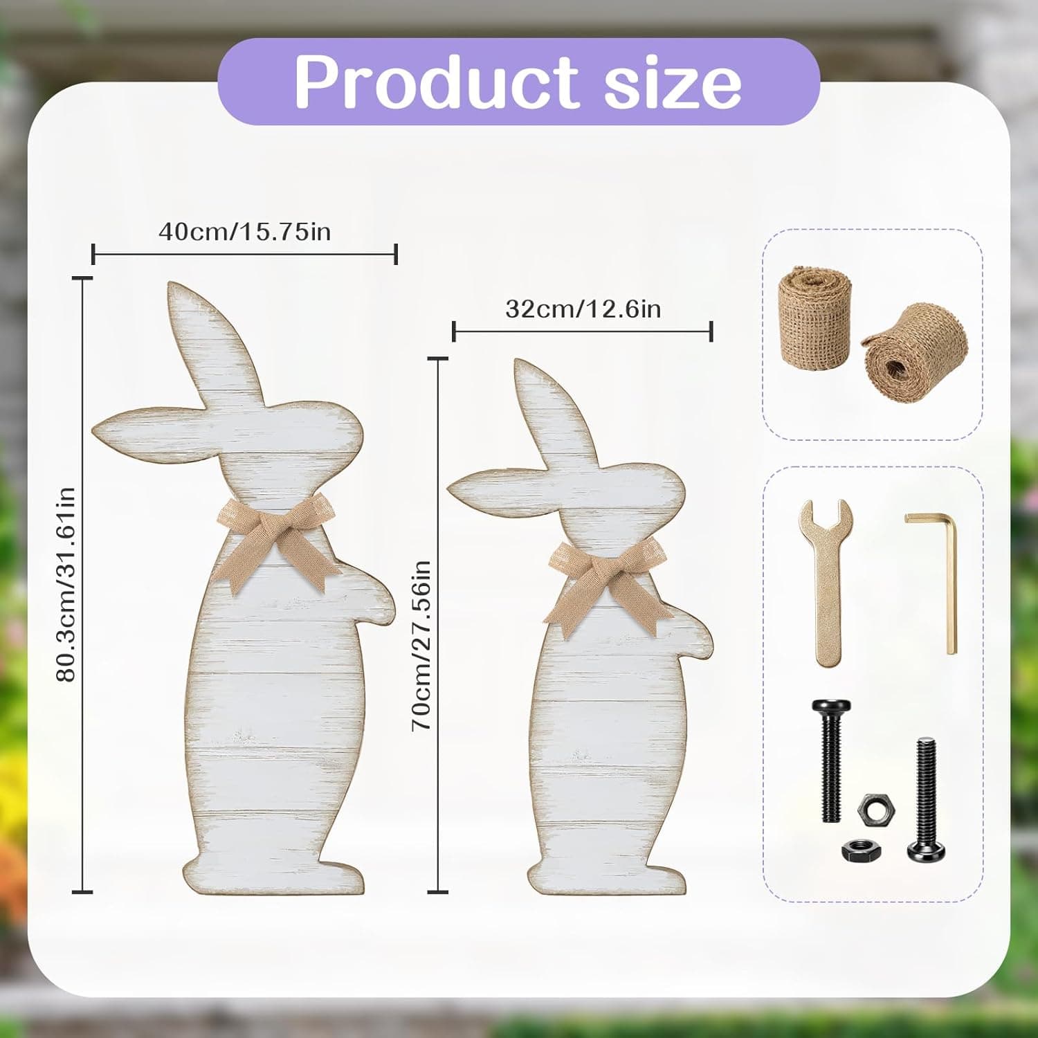 Yerliker 2-Piece Wooden Easter Bunny Porch Signs thumbnail 3