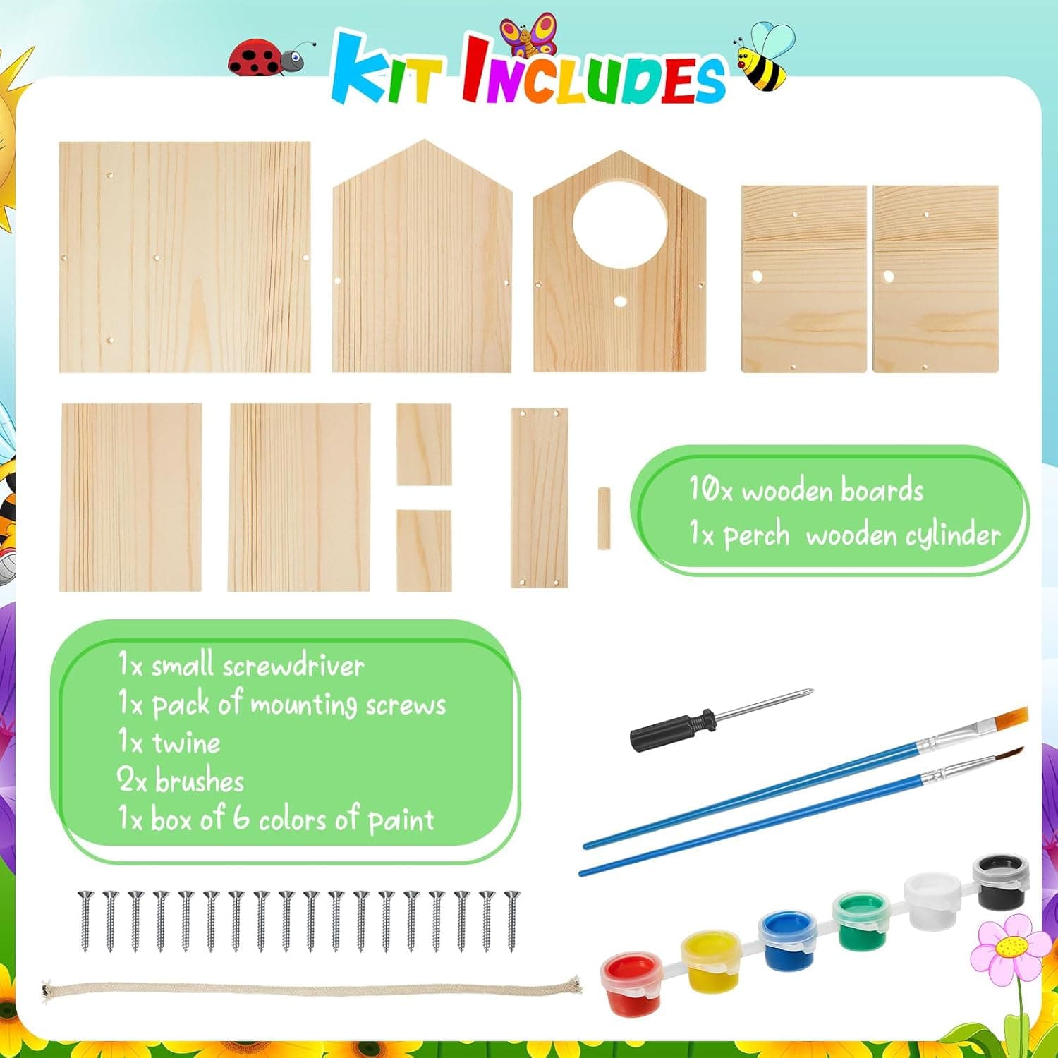 Liliful 36 Pack DIY Wooden Birdhouse Kit thumbnail 2