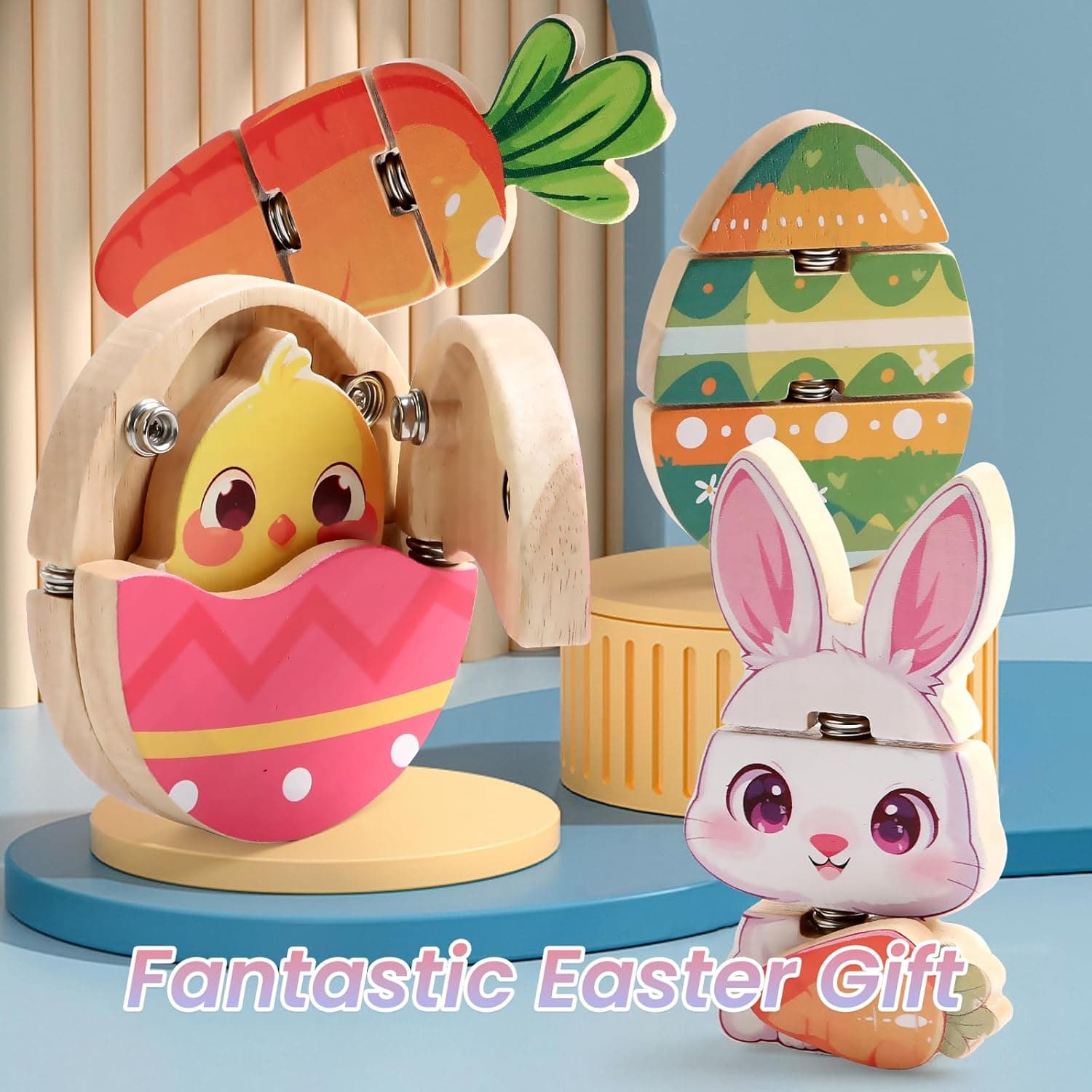 HUZU Easter Snap Builders Wooden Puzzle Toy thumbnail 5