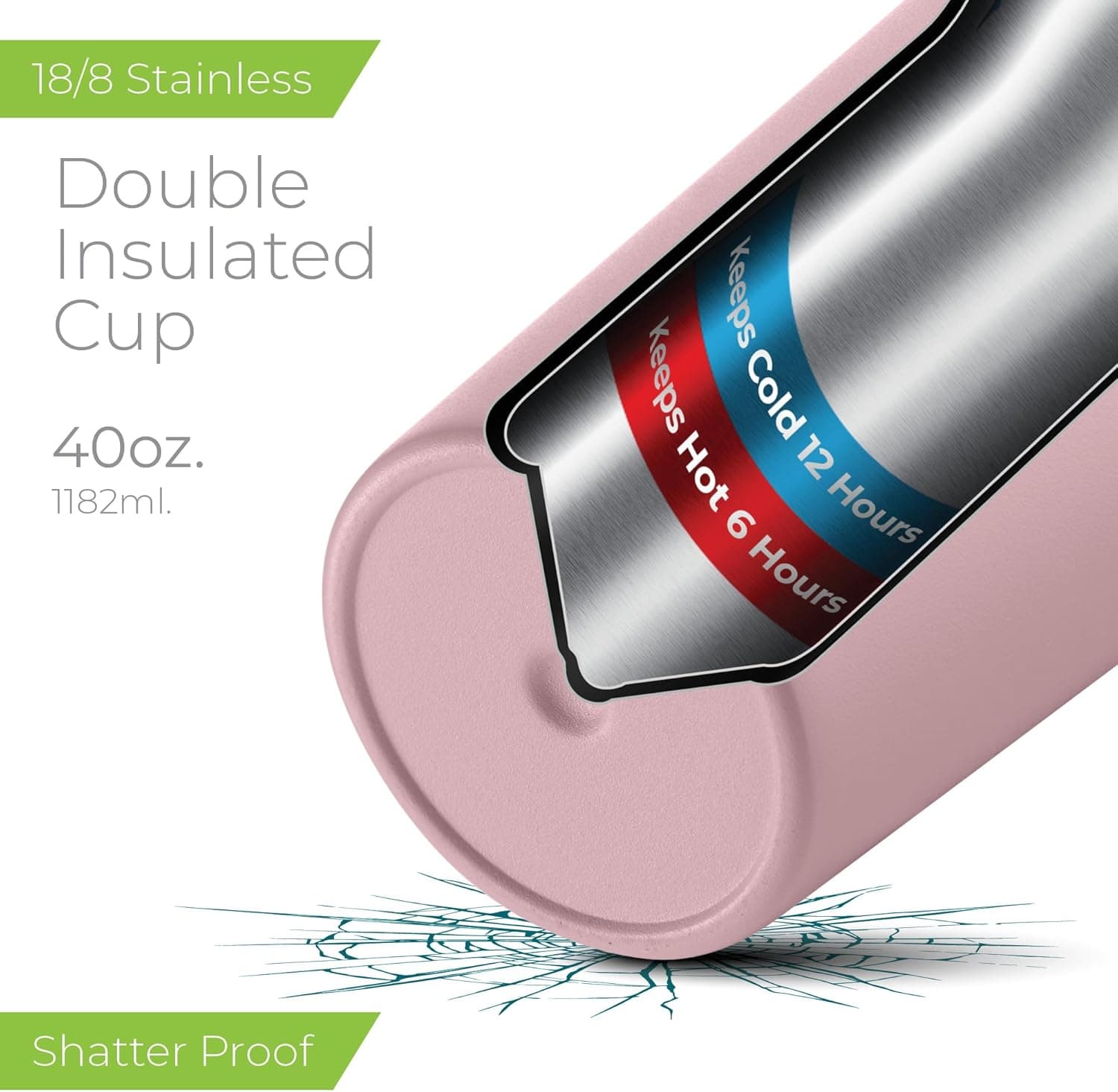 SIPX™ 40 oz Insulated Tumbler with Handle &amp; Straw – Vacuum Insulated Stainless Steel, Leakproof, Cupholder Friendly – Perfect for Iced Coffee, Water &amp; Travel – Pink : Home &amp; Kitchen thumbnail 3