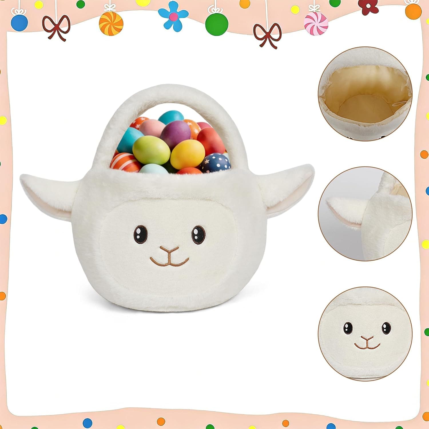 Easter Basket, Easter Baskets for Kids,Sheep Baskets with Handle for Gifts Empty, Bunny Egg Hunting, Basket Stuffers Essentials : Baby thumbnail 2