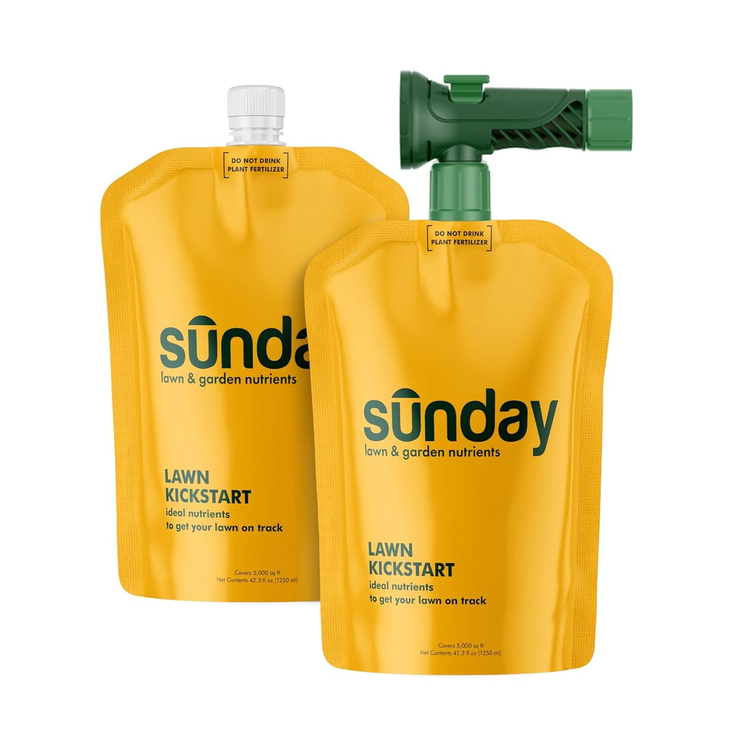 Sunday Lawn Kickstart Fertilizer, 42.3oz, 2 Pack - Fertilizer for Grass Improvement - Includes Universal Sprayer Attachment - Covers Up to 10,000 Sq Ft - Easy Application in 15 Minutes or Less : Patio, Lawn &amp; Garden image 1