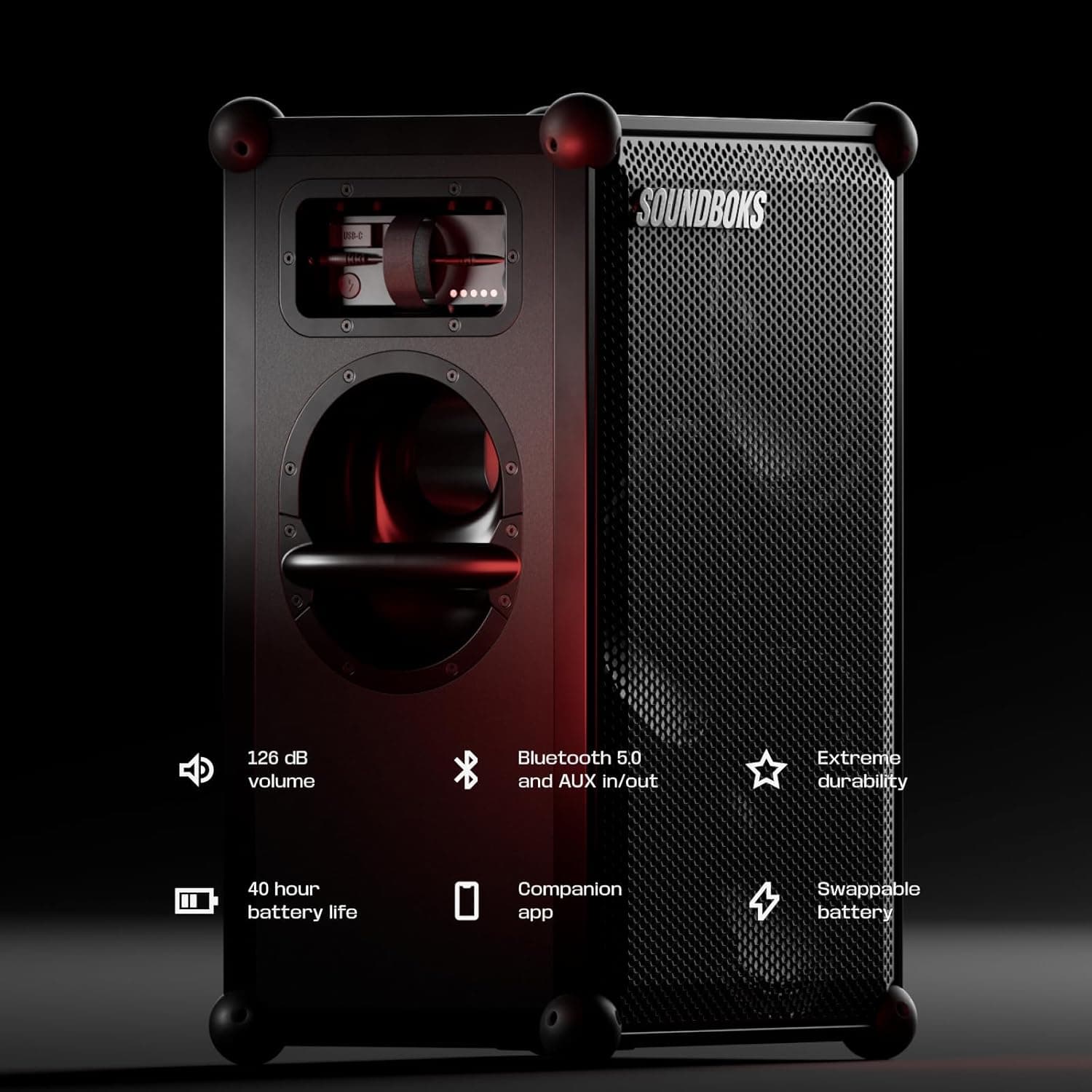 SOUNDBOKS 4 – Bluetooth Performance Speaker – USB-C Charging Battery – Loudest Party Speaker with 40 Hours of Battery – Wireless and Portable Speaker - Designed in Denmark – 126dB (Black) : Electronics thumbnail 2