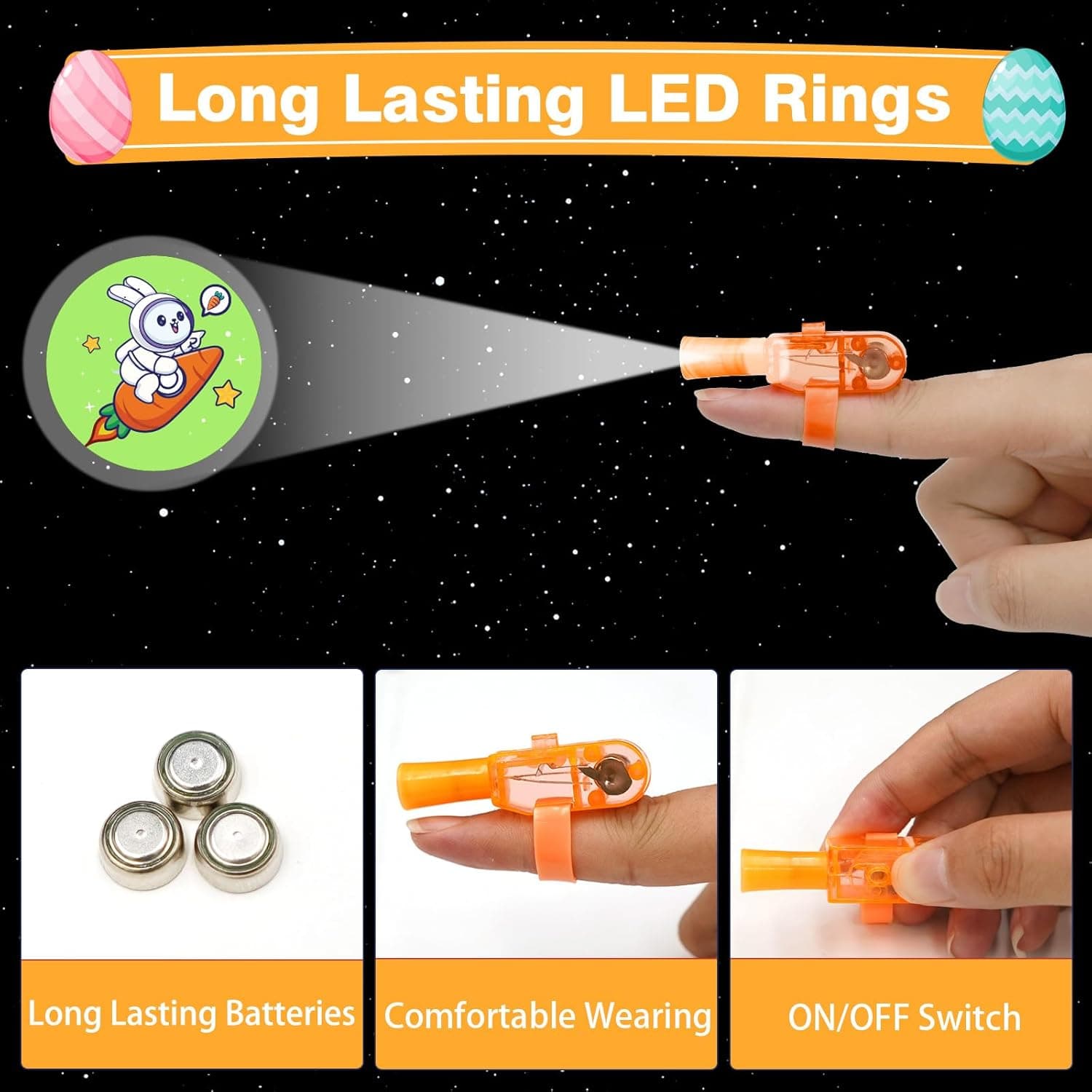 24 Pack Easter Eggs with Light Up Finger Lights thumbnail 3