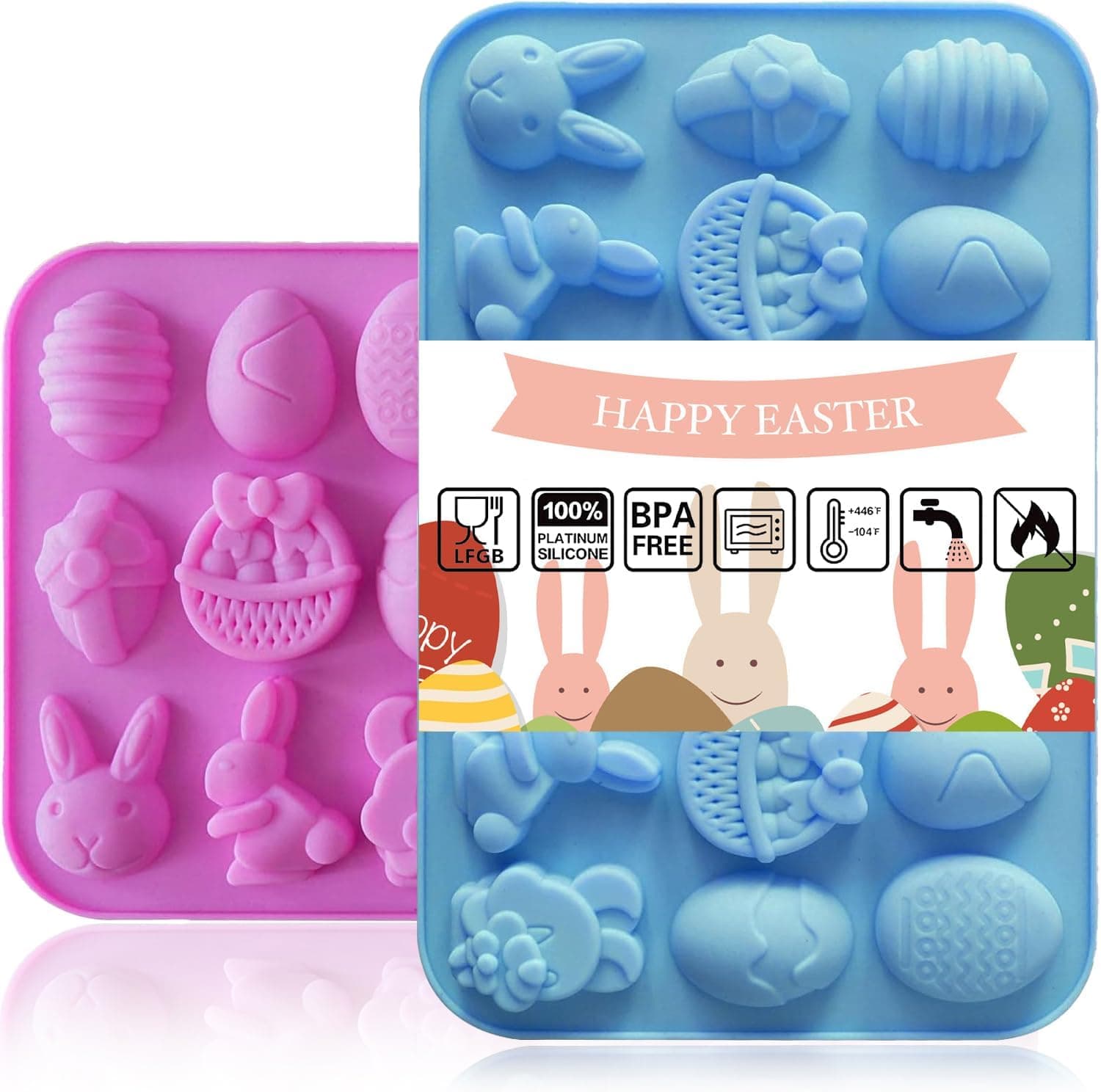 Food-Grade Silicone Easter Chocolate Molds (2 Pack) - 36 Cavities Bunny, Egg &amp; Basket Shapes | Reusable Non-Stick Mold for DIY Candy, Chocolates, Baking | Easter Party &amp; Spring Crafts : Home &amp; Kitchen — Easter Gifts gift idea