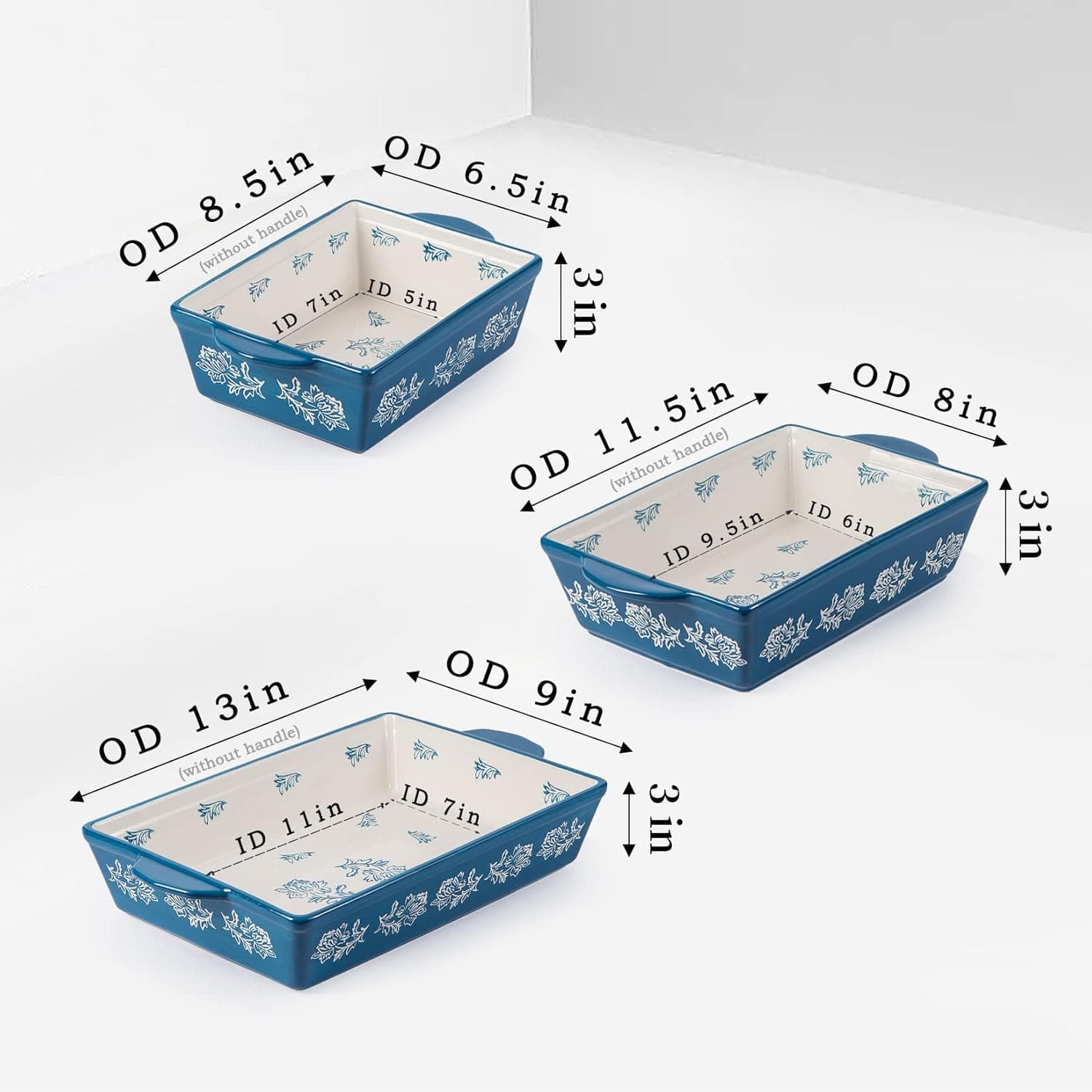 Wisenvoy 3-Piece Ceramic Baking Dish Set thumbnail 2