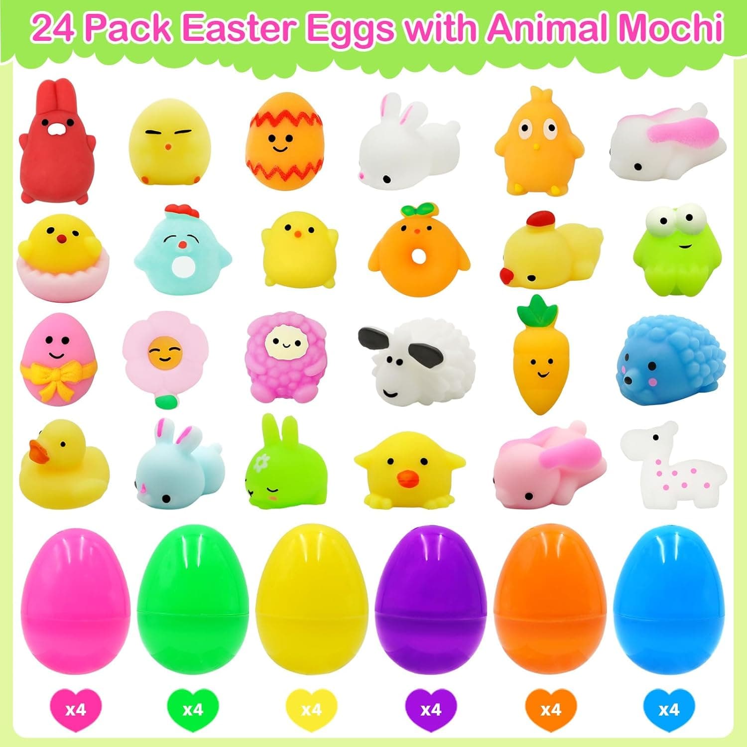 ZICZLI 24 Pack Easter Egg Mochi Squishies Toys thumbnail 3