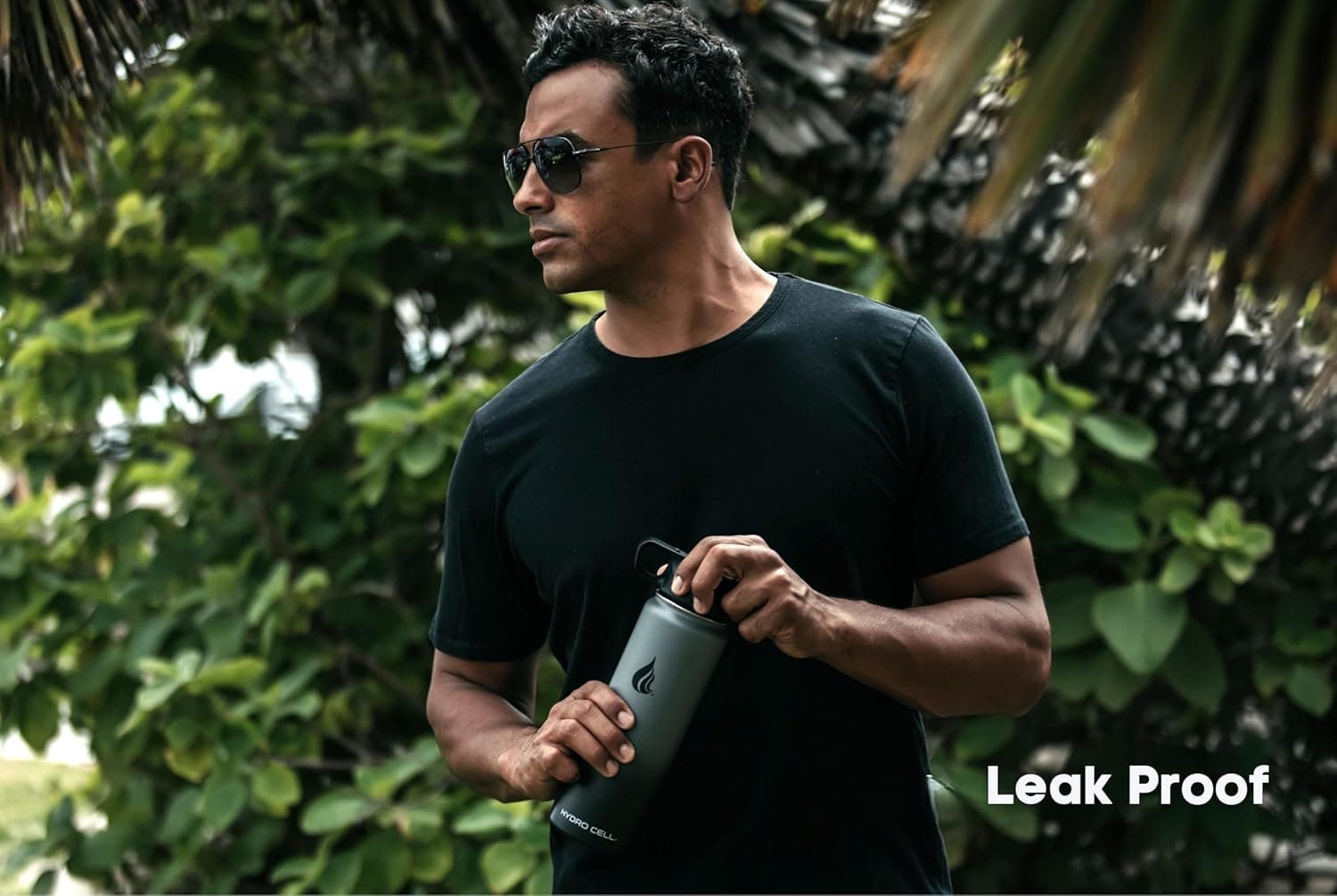 HYDRO CELL Stainless Steel Insulated Water Bottle with Straw - For Cold &amp; Hot Drinks - Metal Vacuum Flask with Screw Cap and Modern Leakproof Sport Thermos for Adults (Graphite/Black 24oz): Home &amp; Kitchen thumbnail 4