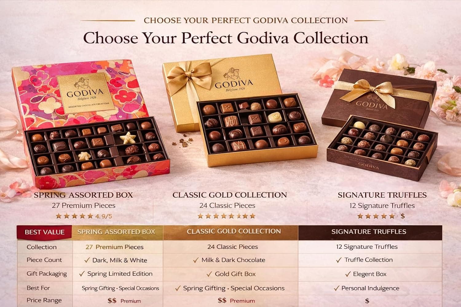 Godiva Assorted Chocolate Creations Spring Box 27 Pieces thumbnail 3