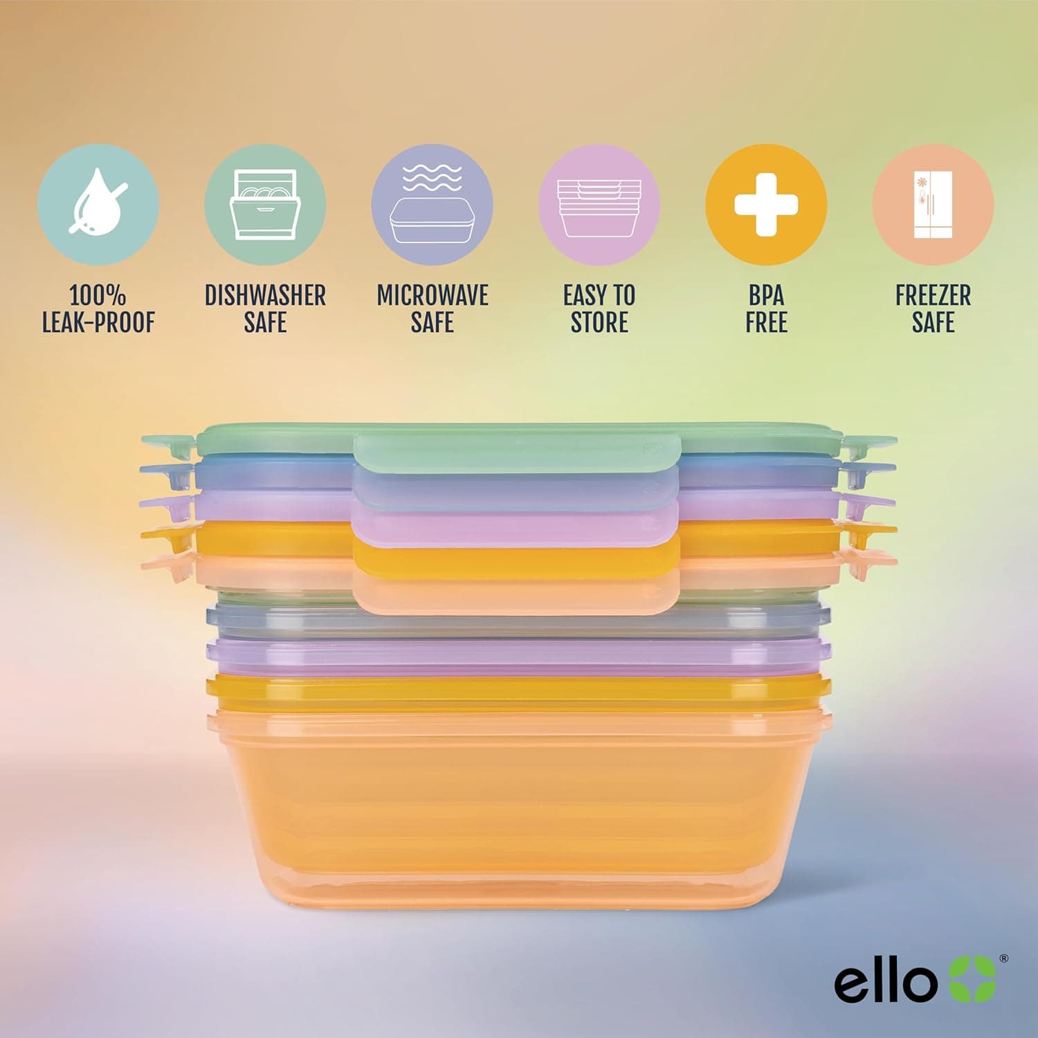 Ello Snap & Nest 10-Piece 4.5 Cup Plastic Meal Prep Set thumbnail 3