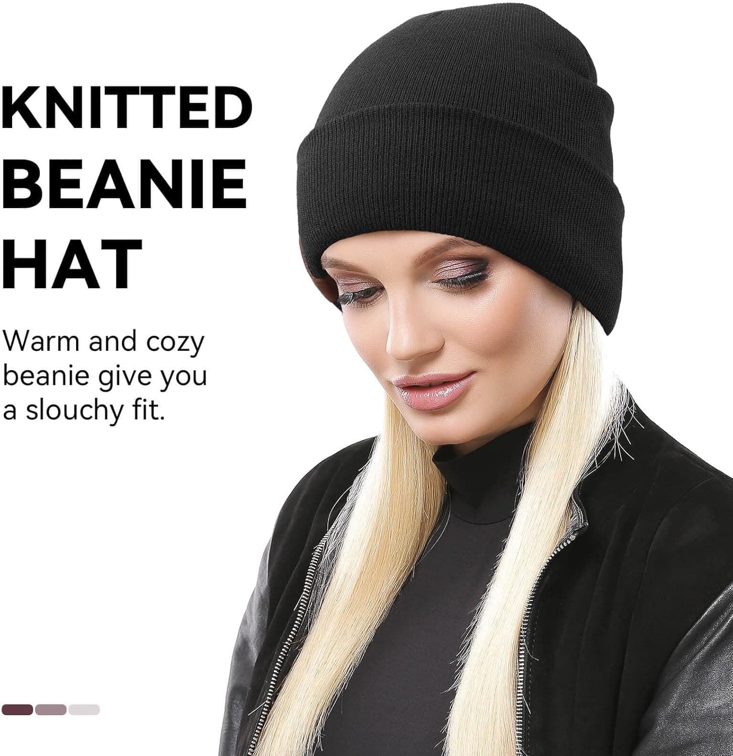 OZERO Daily Skully Beanie Hat,Thick and Soft Knitting Stretch to Fit Most Black at Amazon Men’s Clothing store thumbnail 3