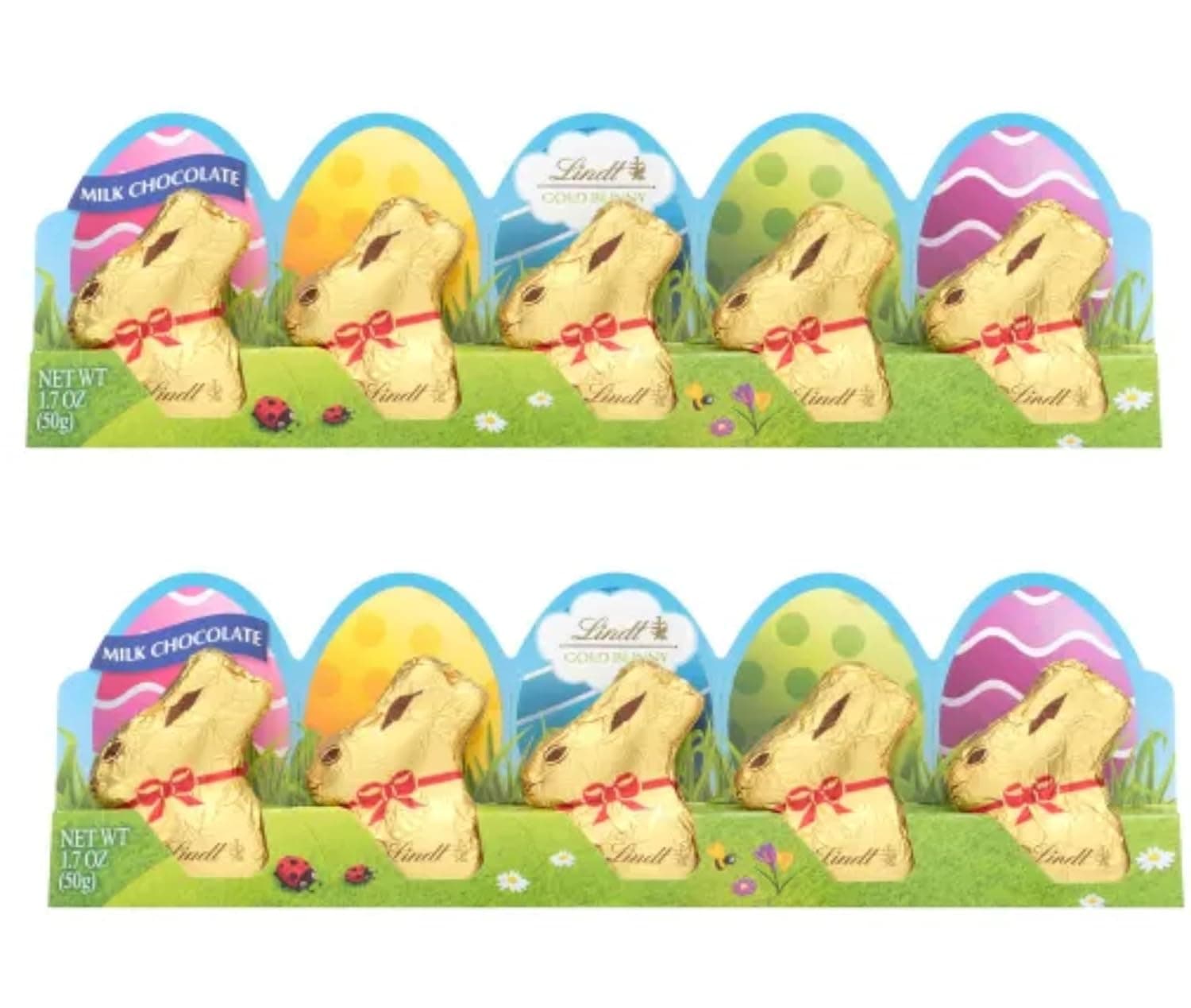 Lindt Mini Gold Bunnies - Milk Chocolate Bunnies - Pack of 2-10 Total Bunnies - Gold Foil Wrapped Bunnies - Great for Easter Baskets and For Sharing with Loved Ones : Grocery &amp; Gourmet Food — Easter Gifts gift idea